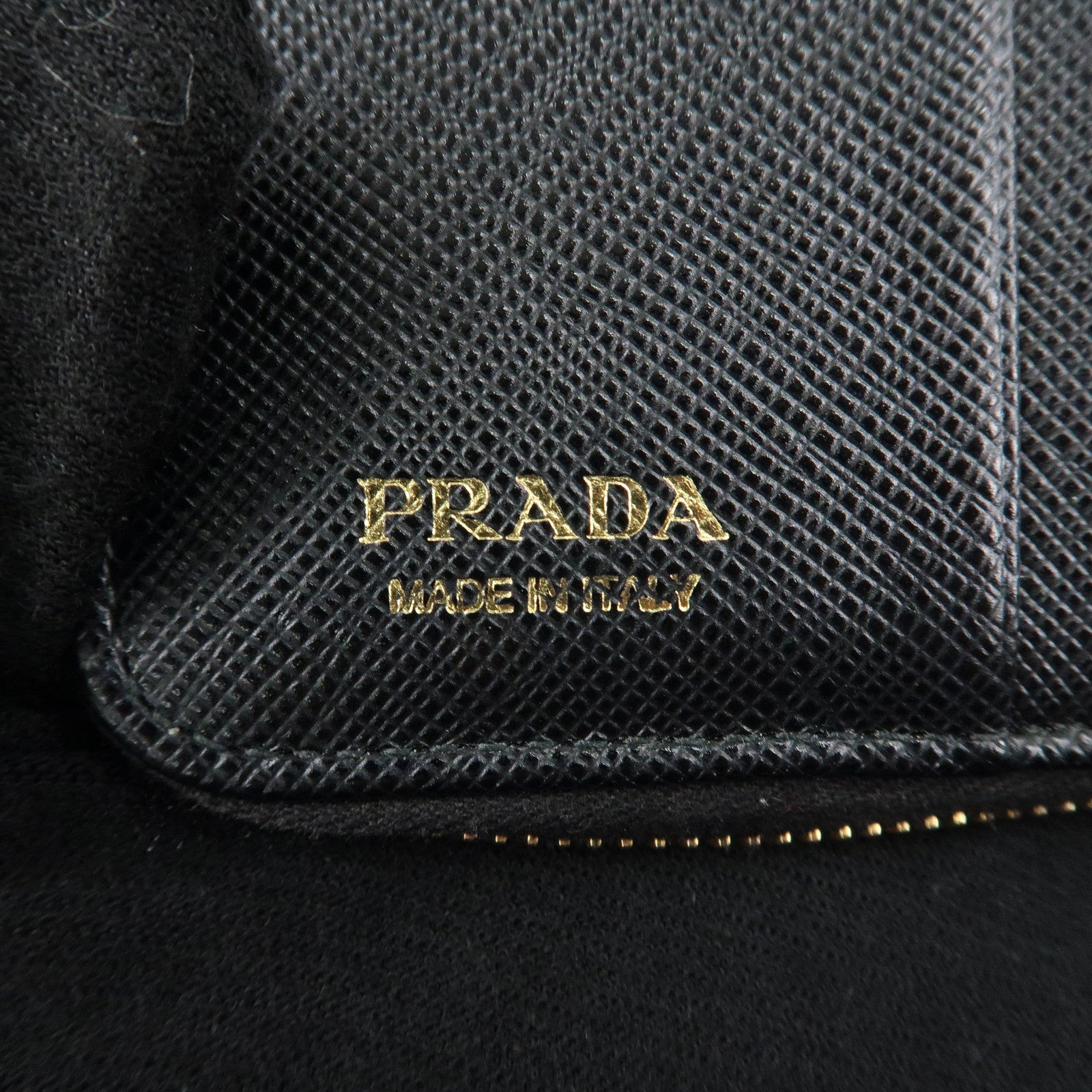 PRADA Logo Leather Zip Around Bi-fold Wallet Black 1ML522 Used