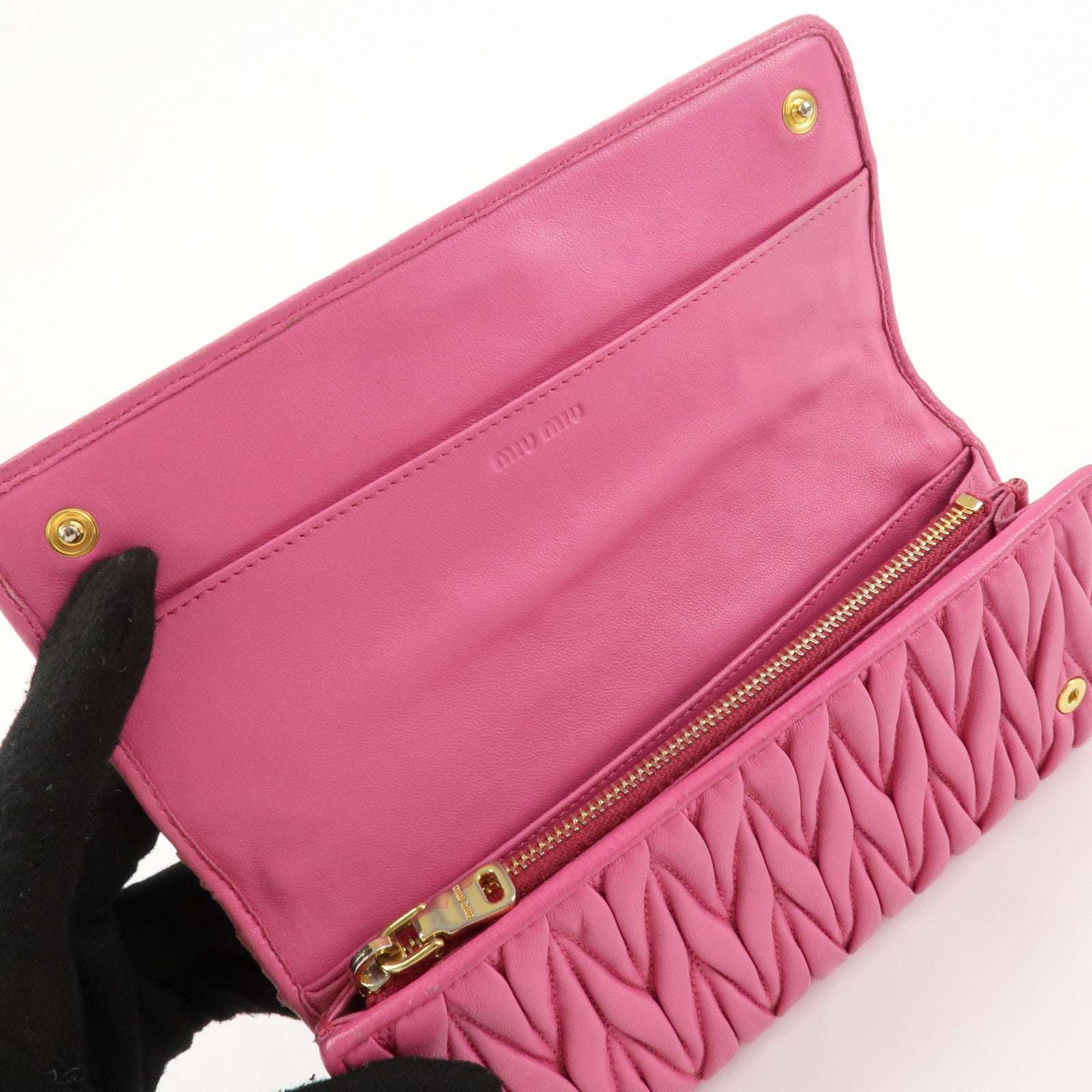 MIU MIU Matelasse Set of 2 Long Wallet Pink 5M1109 5M1183 Used