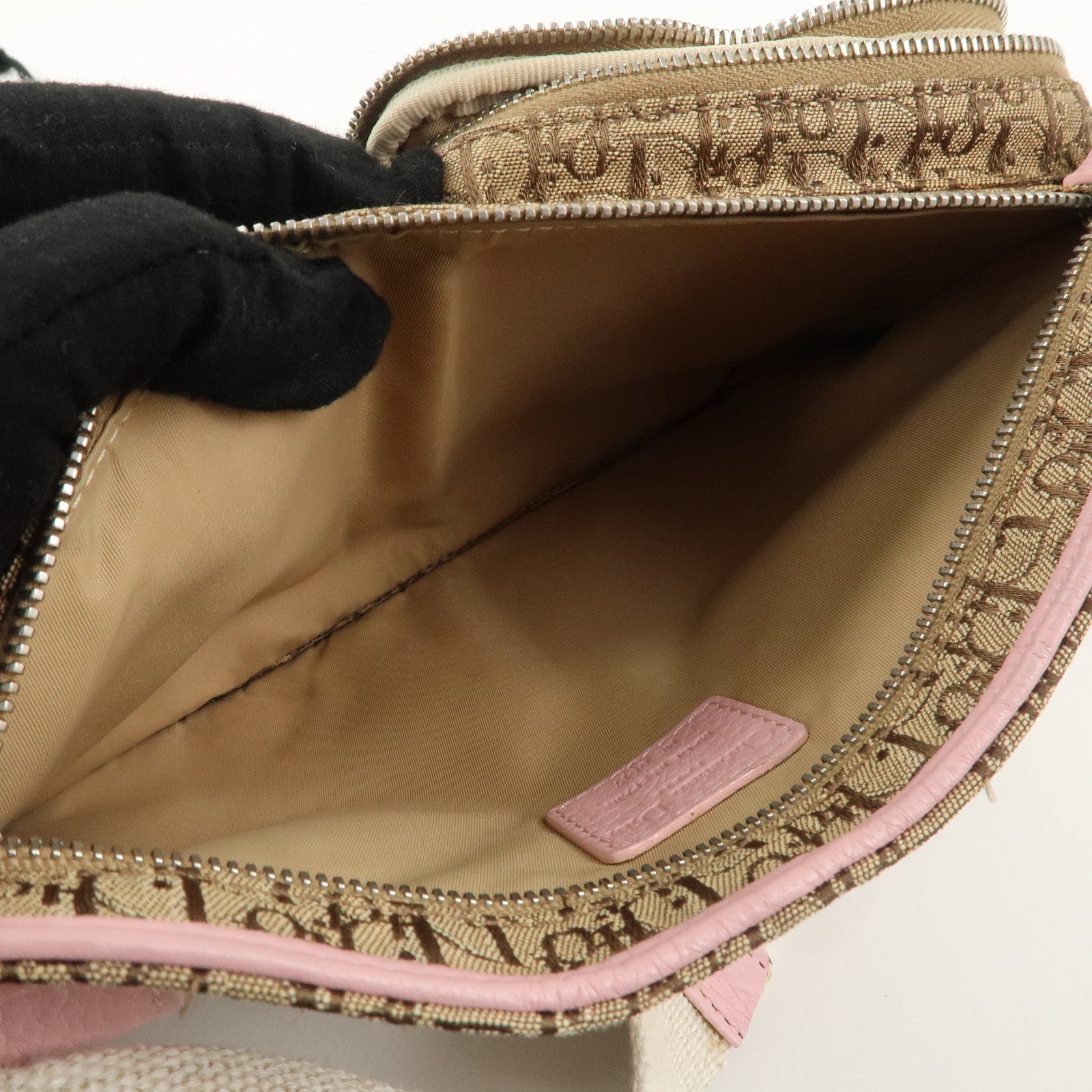 Christian Dior Trotter Canvas Leather Waist Bag Beige Pink