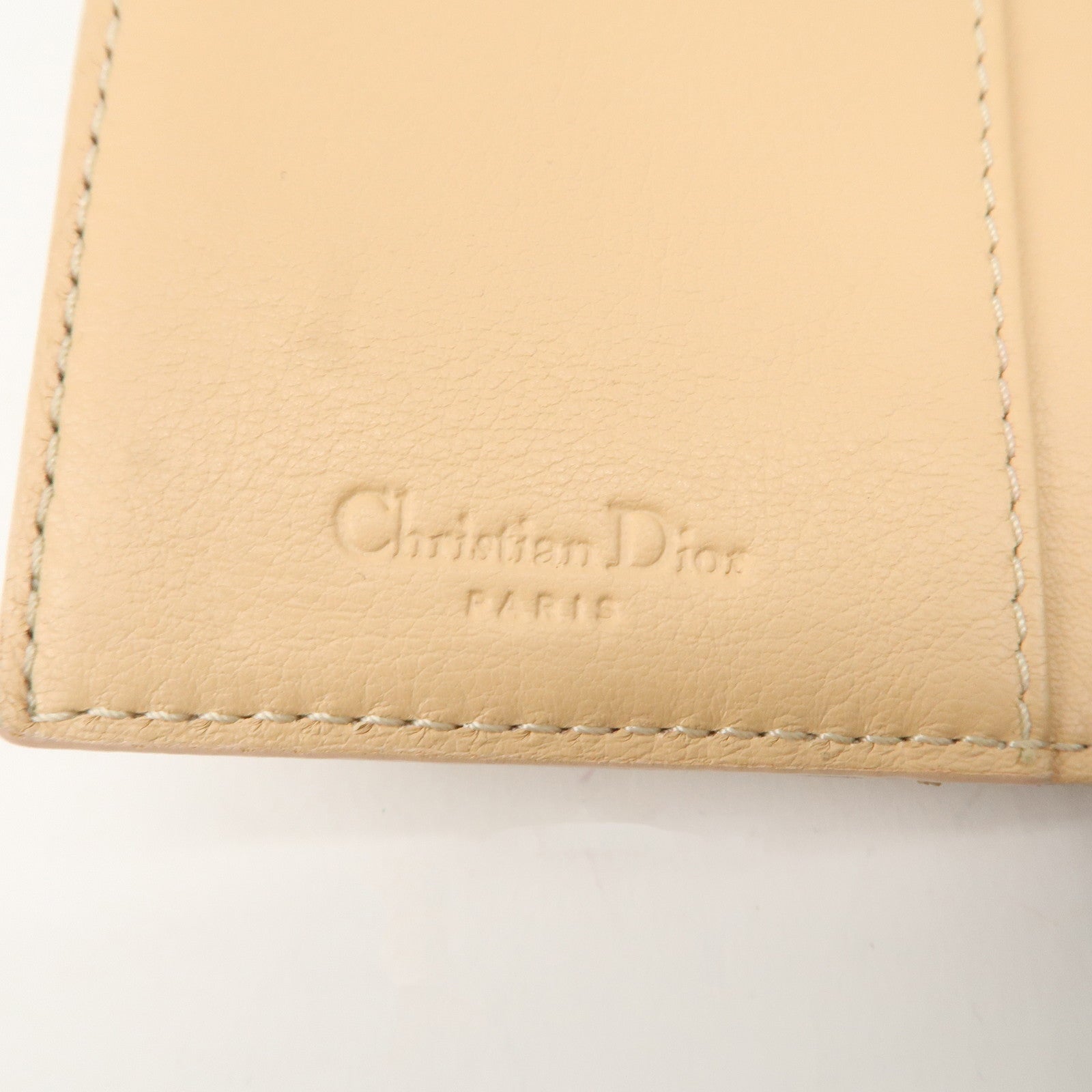 Christian Dior Trotter PVC Leather Agenda Cover Heart Charm Beige Used