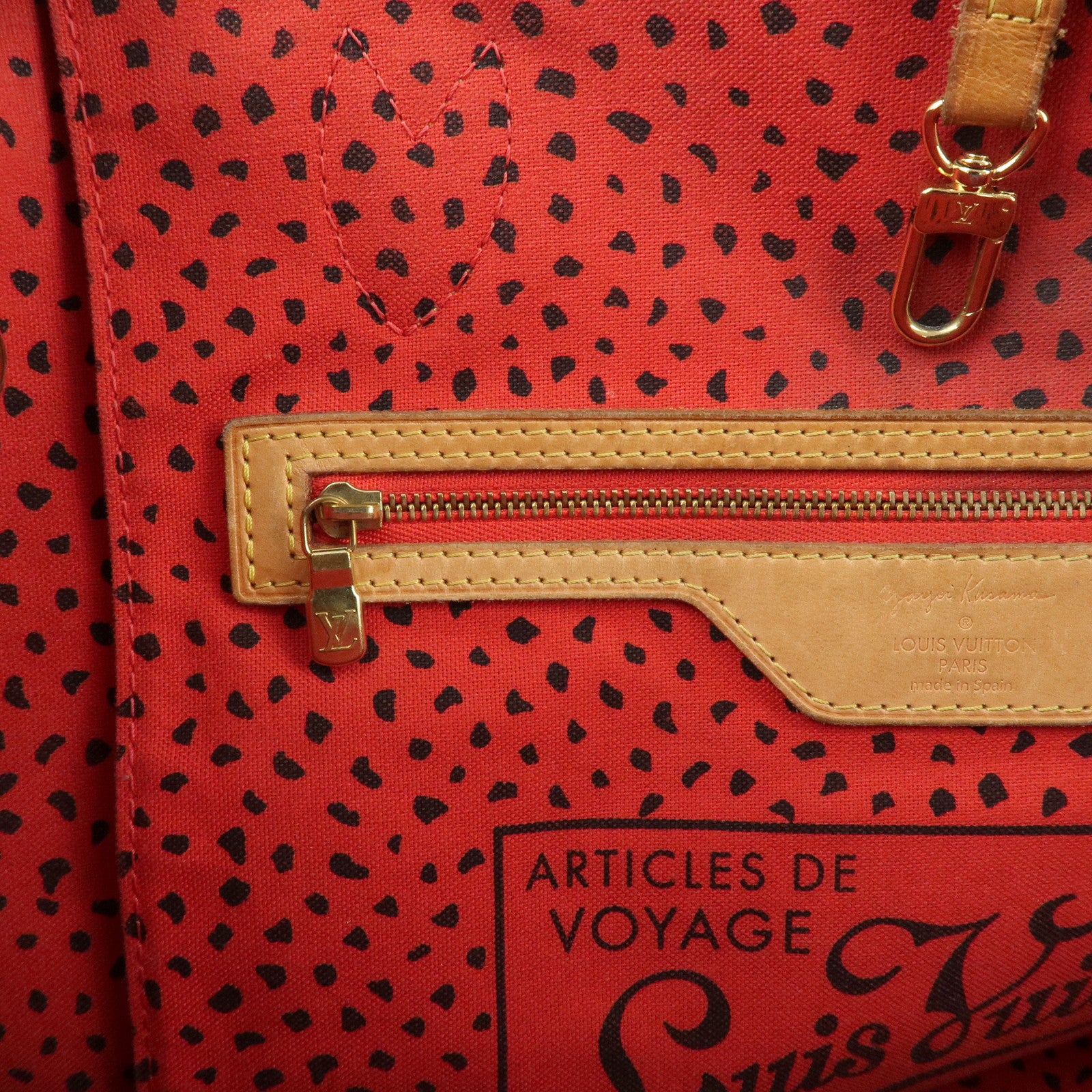 Louis Vuitton Rouge Pumpkin Dots Yayoi Kusama Neverfull MM M40686 Used