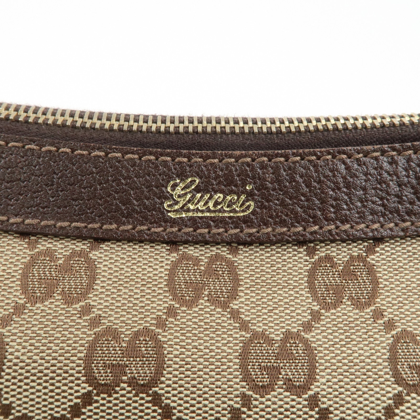 GUCCI GG Canvas Leather Shoulder Bag Beige Brown 146244 Used