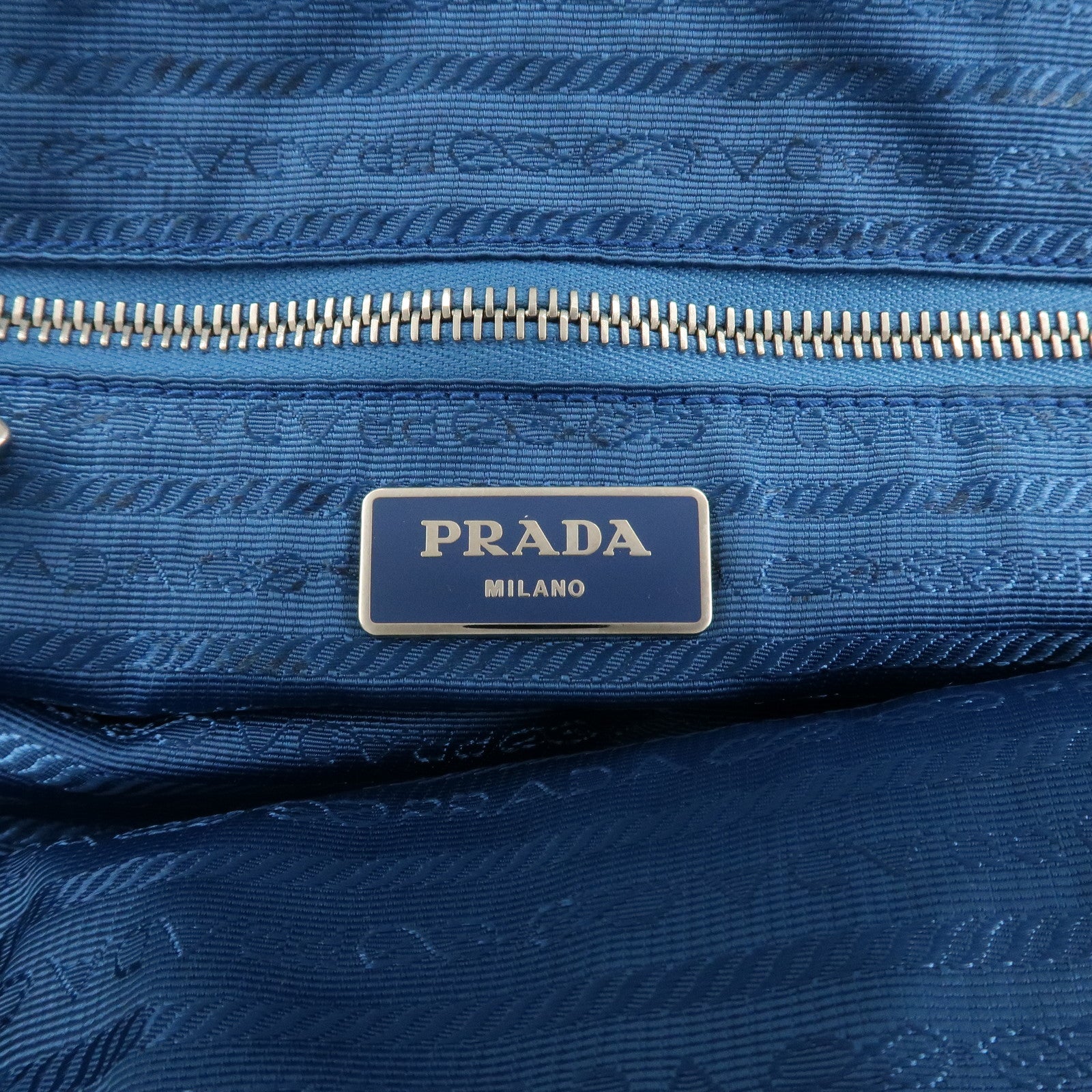 PRADA Nylon Leather 2Way Tote Bag White Blue