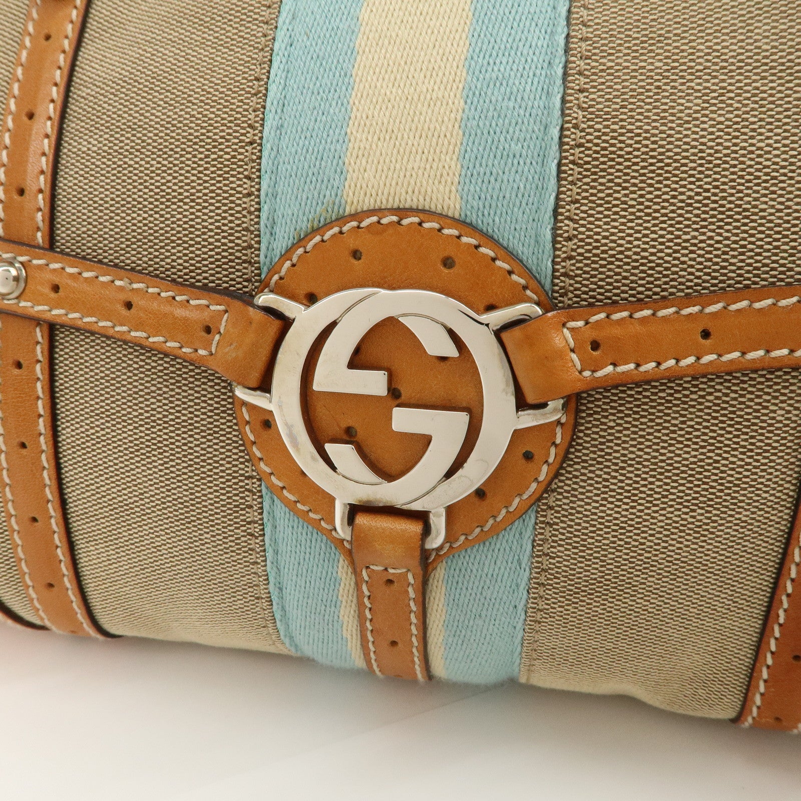 GUCCI Sherry Interlocking G Canvas Leather ShoulderBag 114882