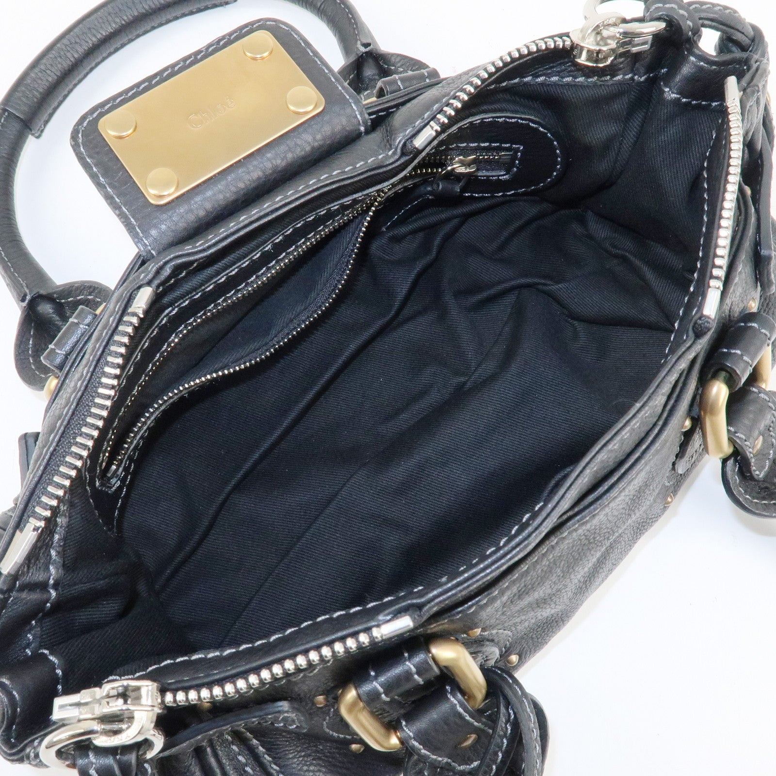 Chloe Paddington Leather Shoulder Bag Hand Bag Black Gold HDW Used