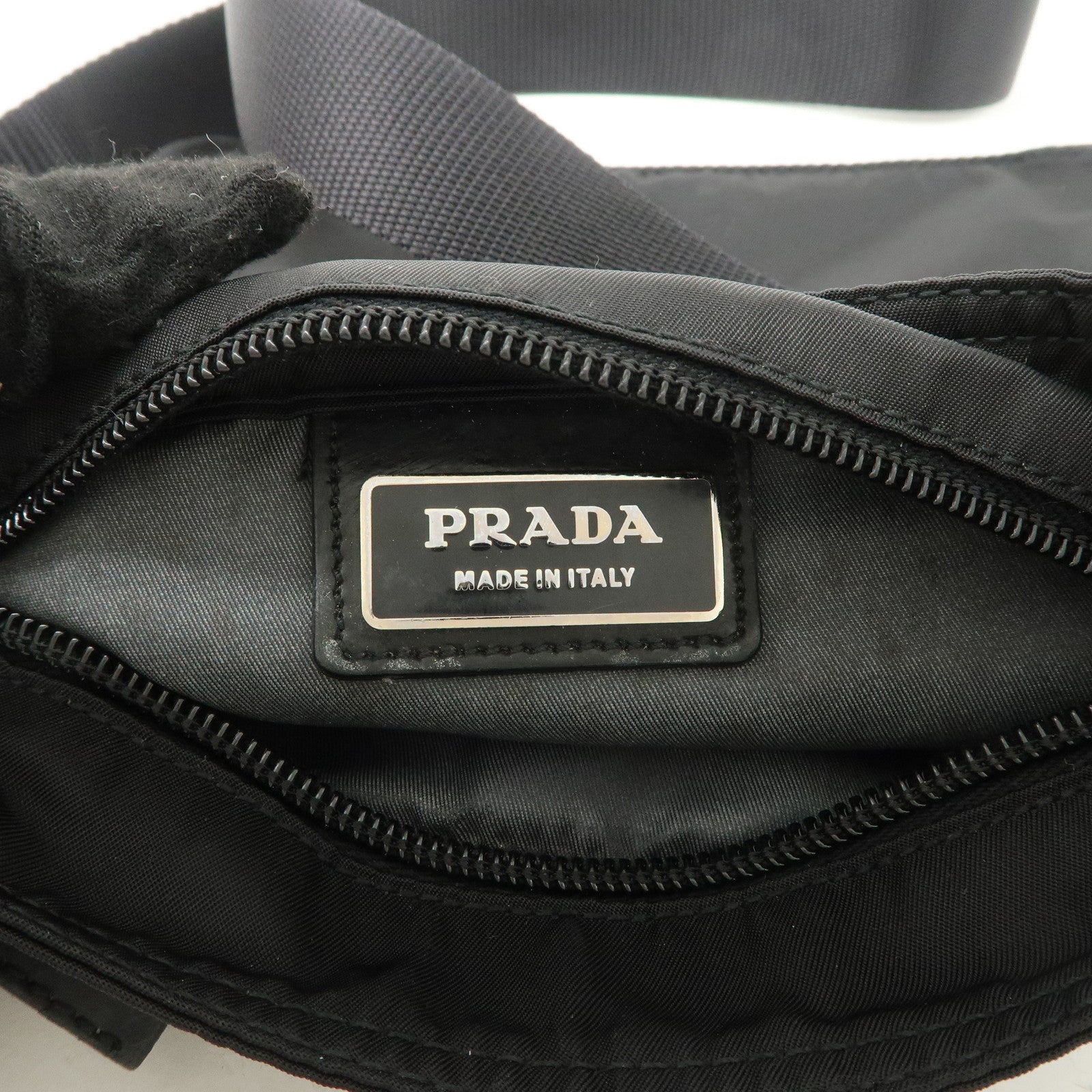 PRADA Triangle Logo Nylon Leather Shoulder Bag Crossbody Bag Black Used