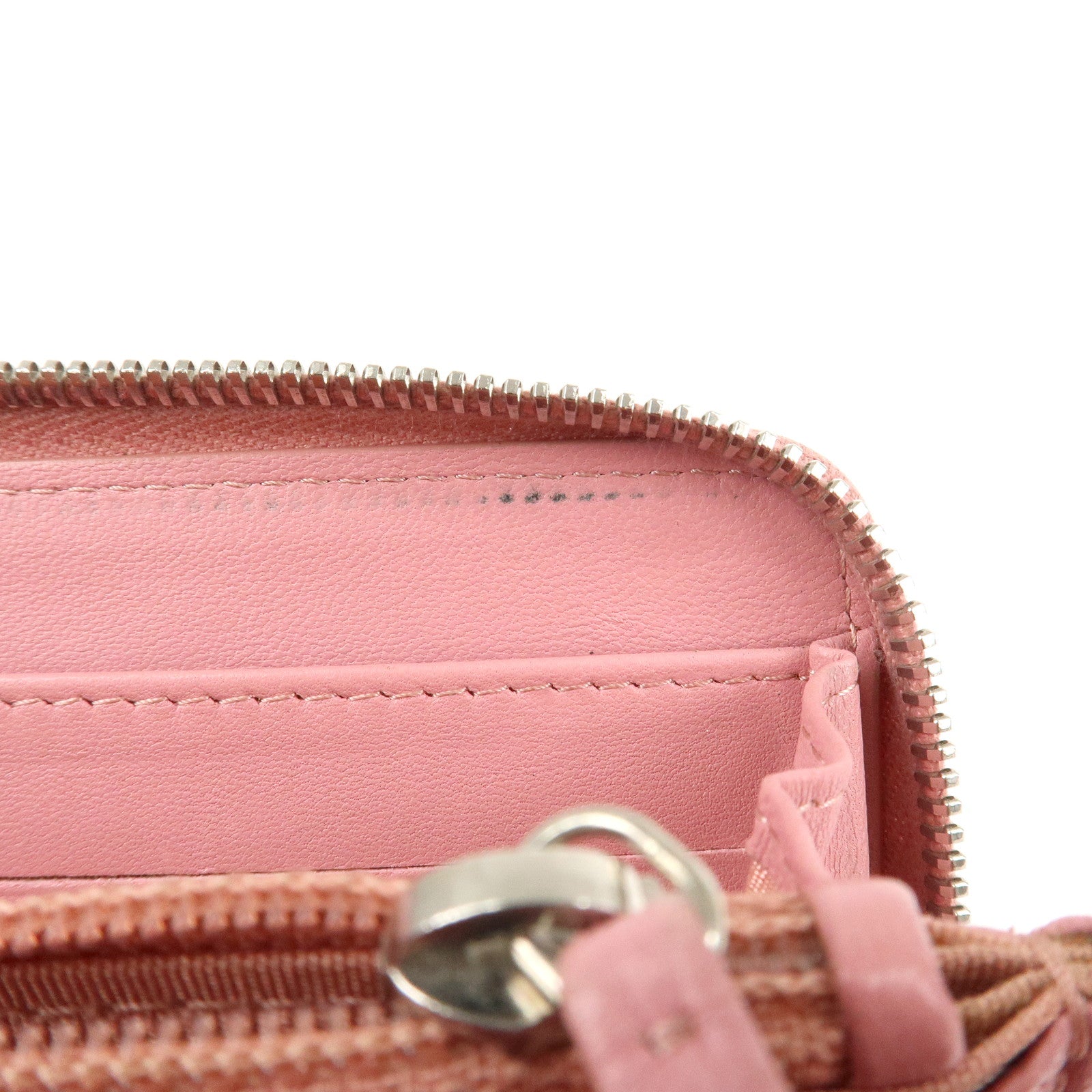 CHANEL Camellia Lamb Skin Long Zippy Wallet Pink A50085