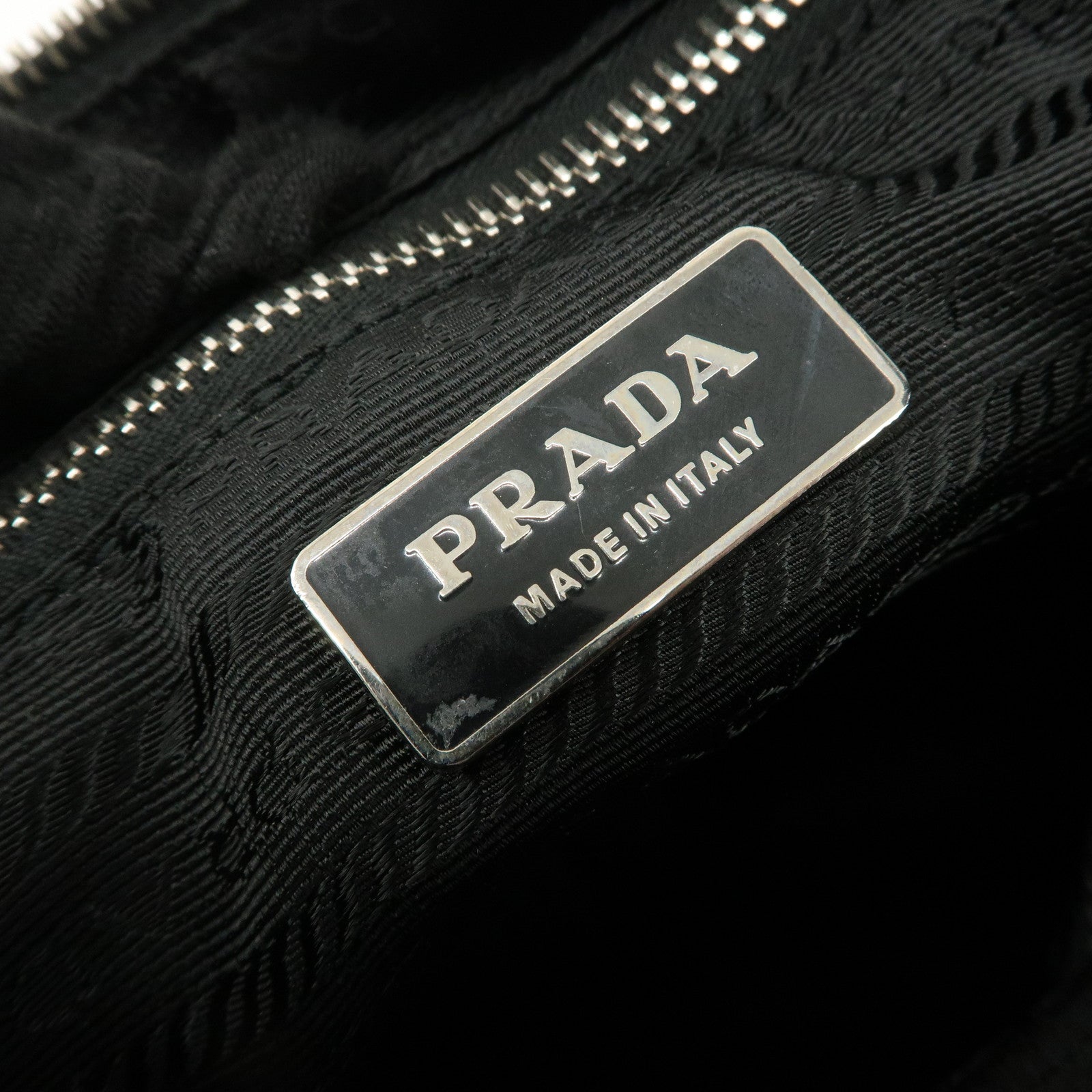 PRADA Nylon Leather Shoulder Bag Black BR2585