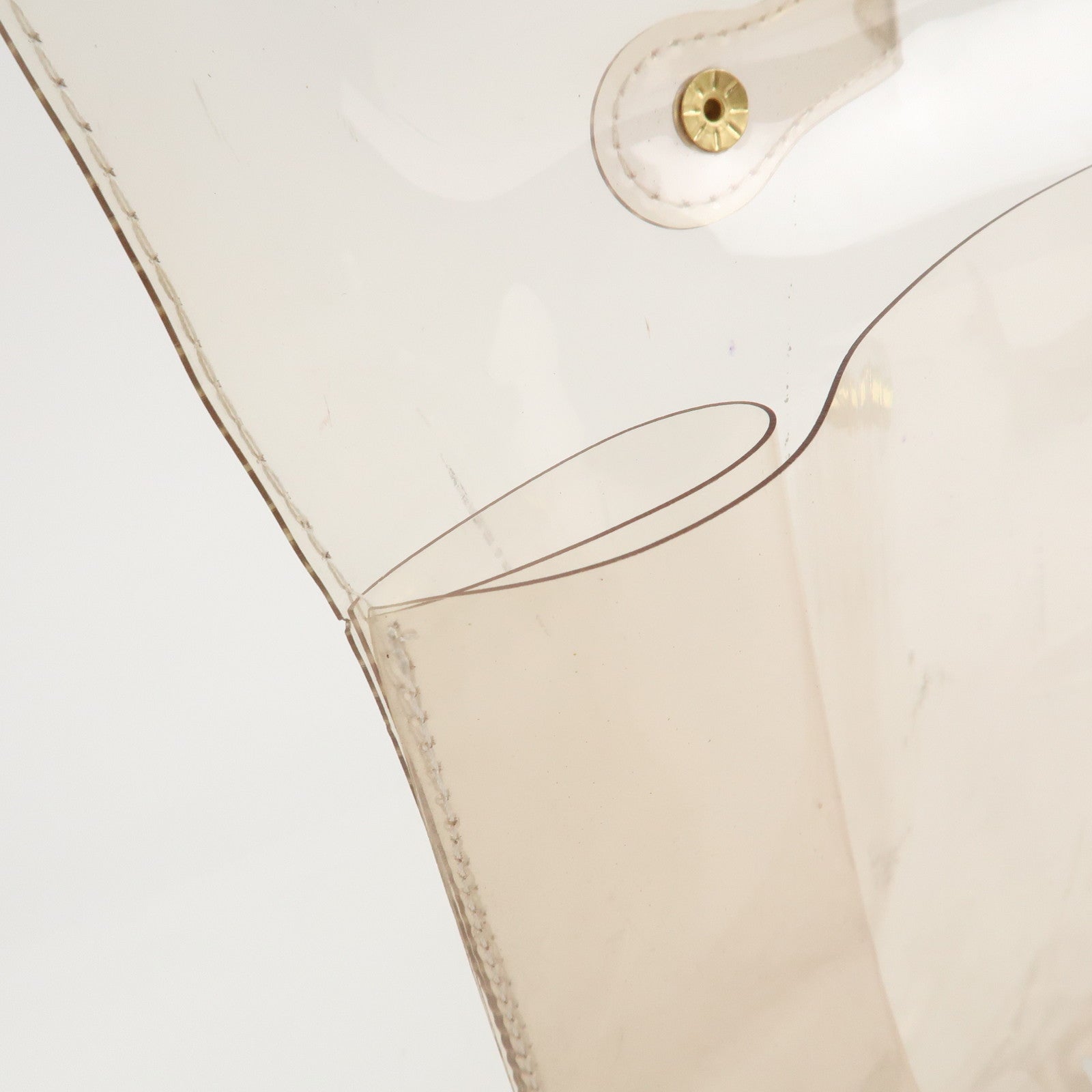 HERMES Vinyl Vinyl Kelly Transparent Hand Bag Clear Gold Used