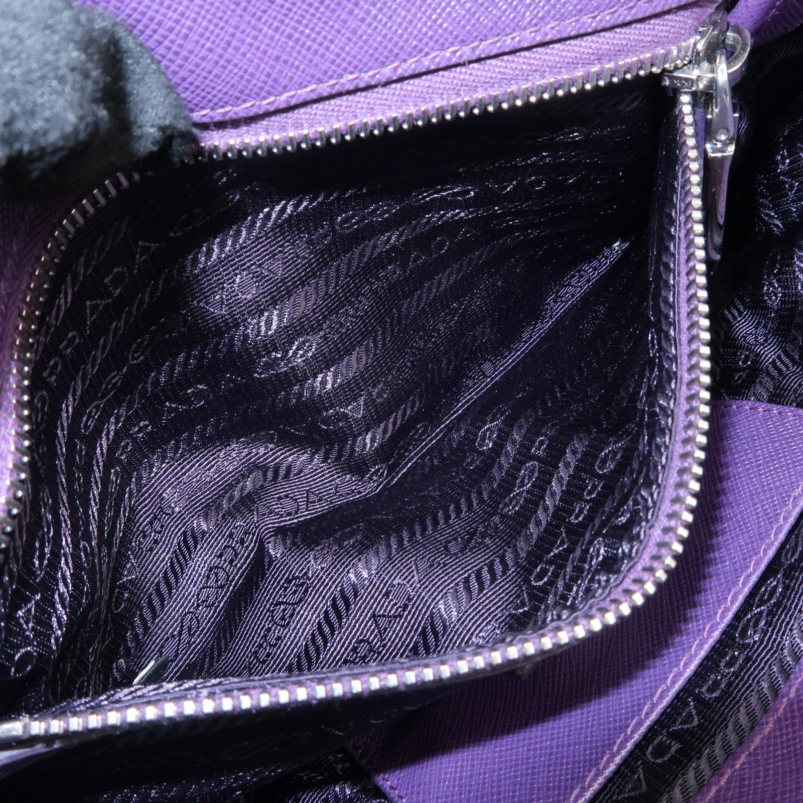 PRADA Nylon Leather Gathered Shoulder Bag Purple BR4609