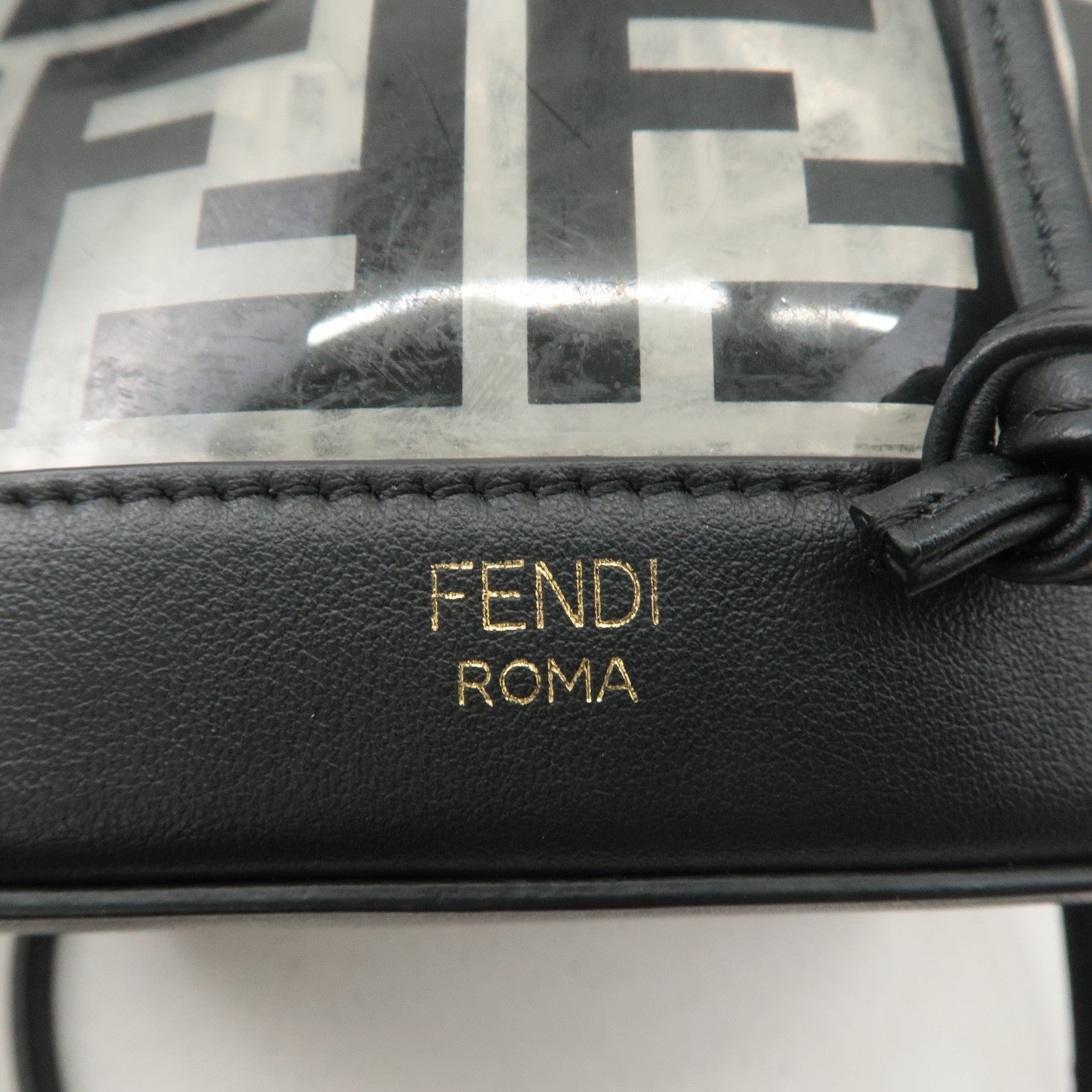 FENDI Vinyl Leather Montresor Mini 2Way Bag Black 8BS010