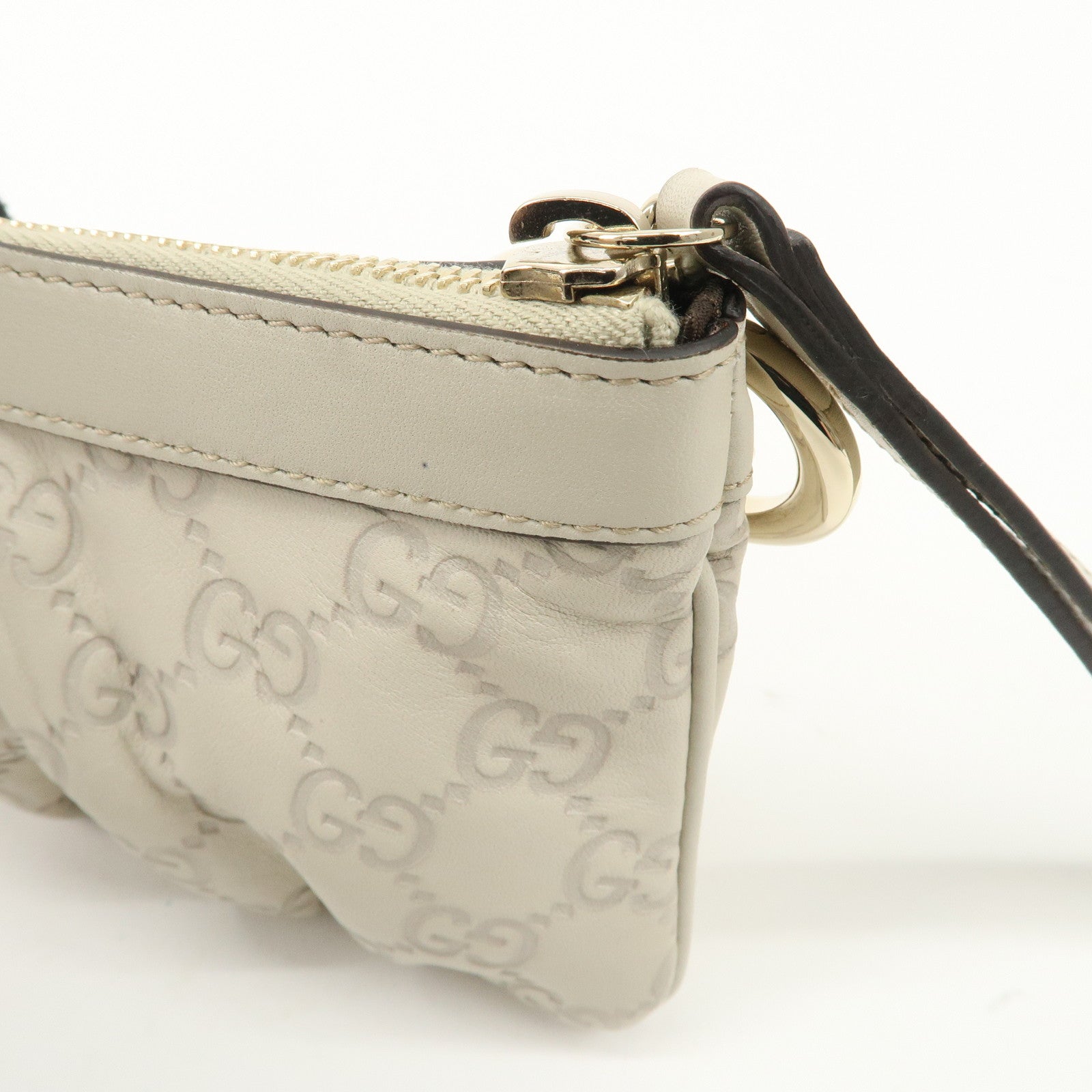 GUCCI Guccissima Guccissima Leather Pouch Ivory 212203 Used