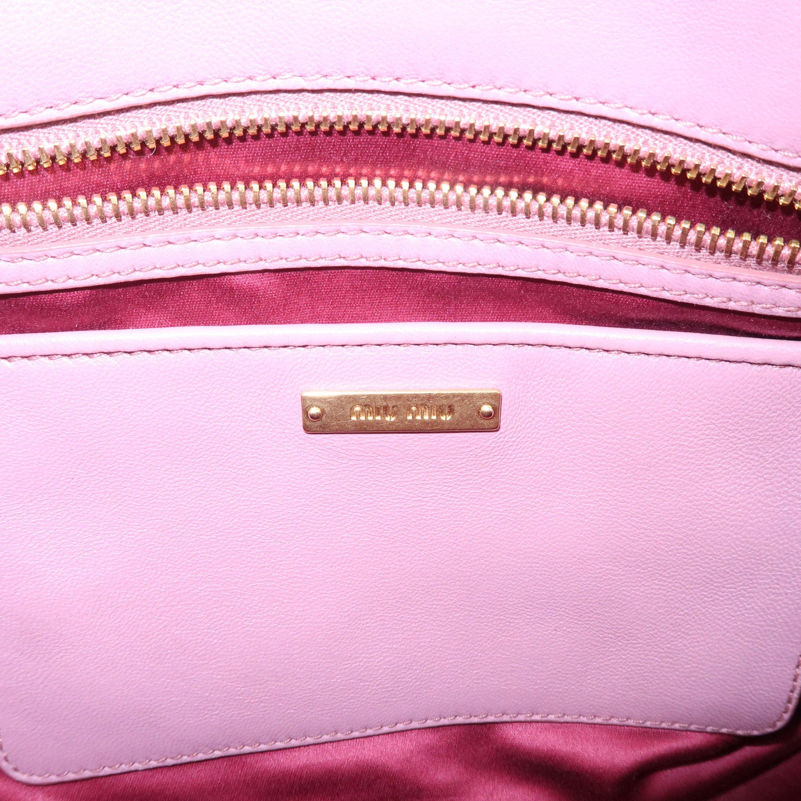 MIU MIU Matelasse Leather 2way Bag Shoulder Hand Bag Pink