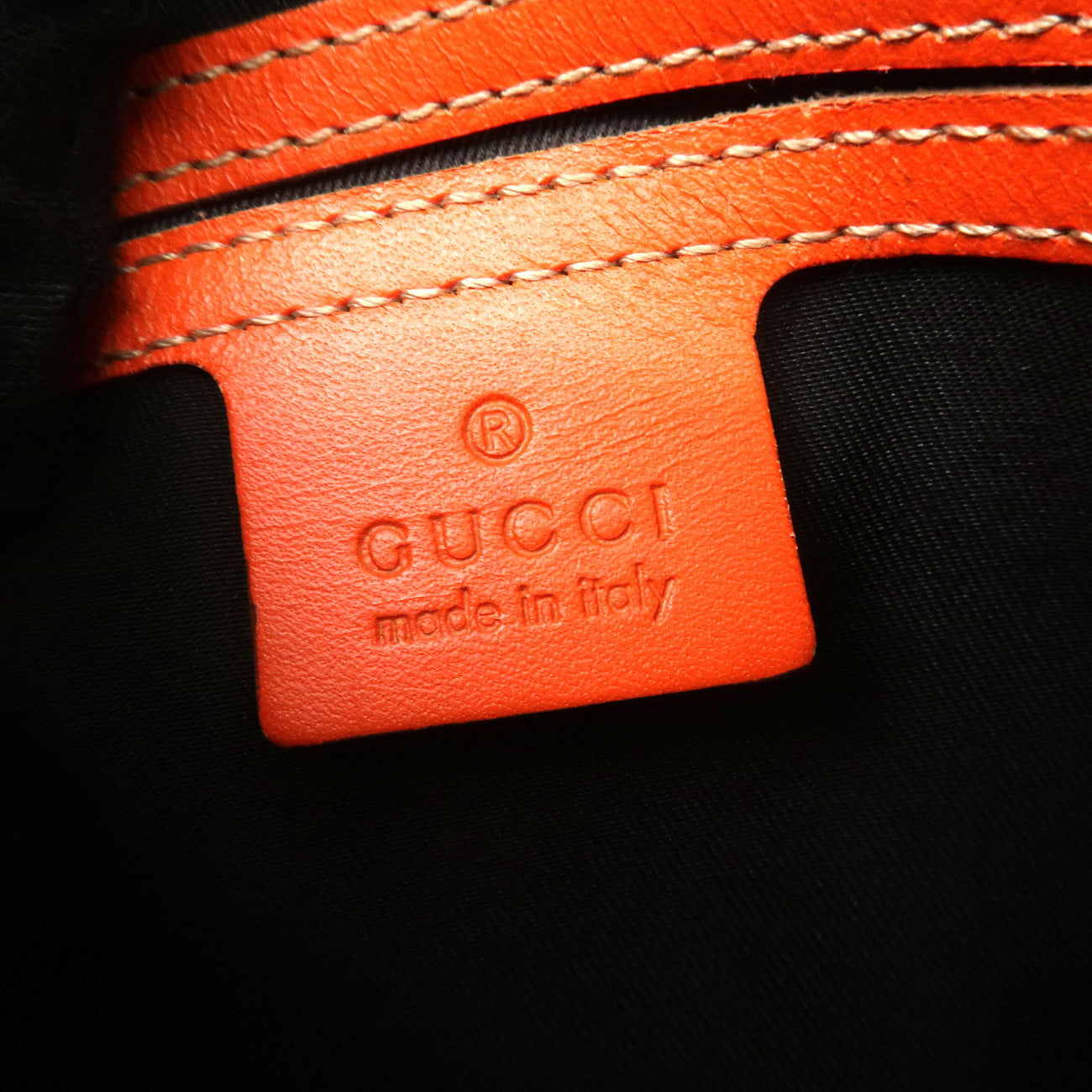 GUCCI Joyline GG Supreme Leather Boston Bag Orange Ivory 189895