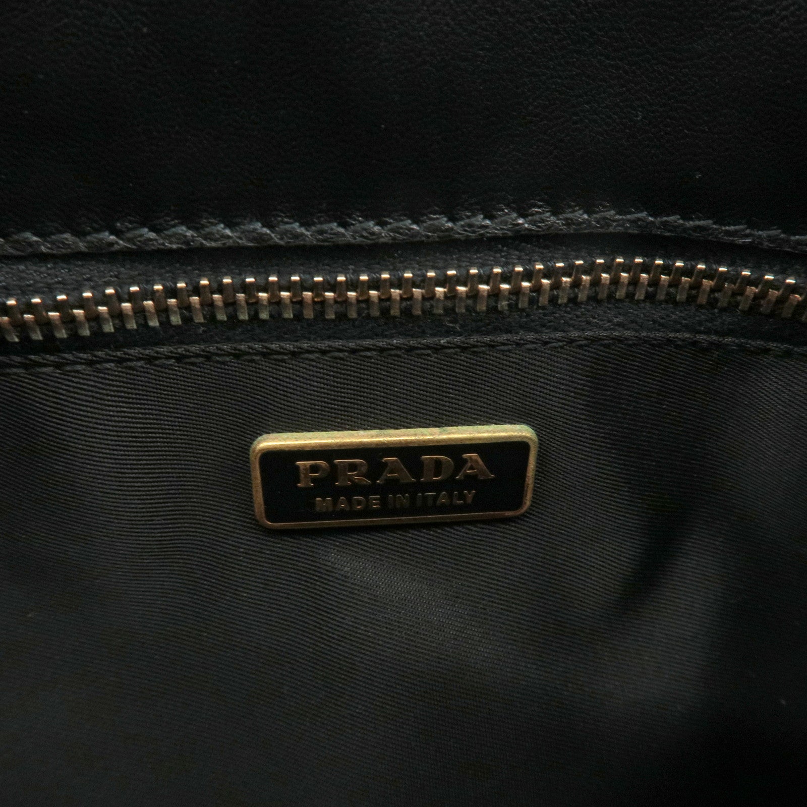 PRADA Nylon Leather Shoulder Bag Black BR0122