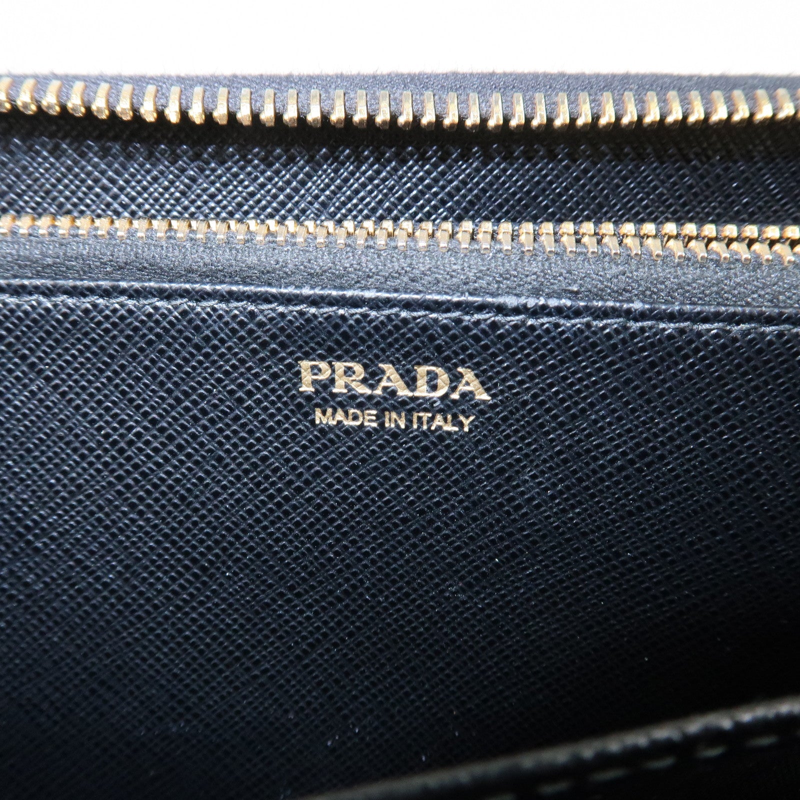 PRADA Saffiano Leather Round Zipper Long Wallet Black 1M0506