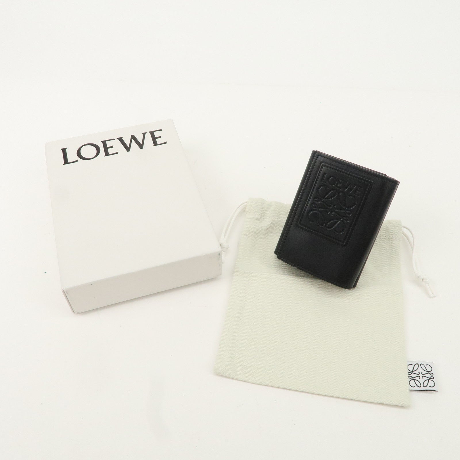 LOEWE Anagram Leather Tri-fold Wallet Black