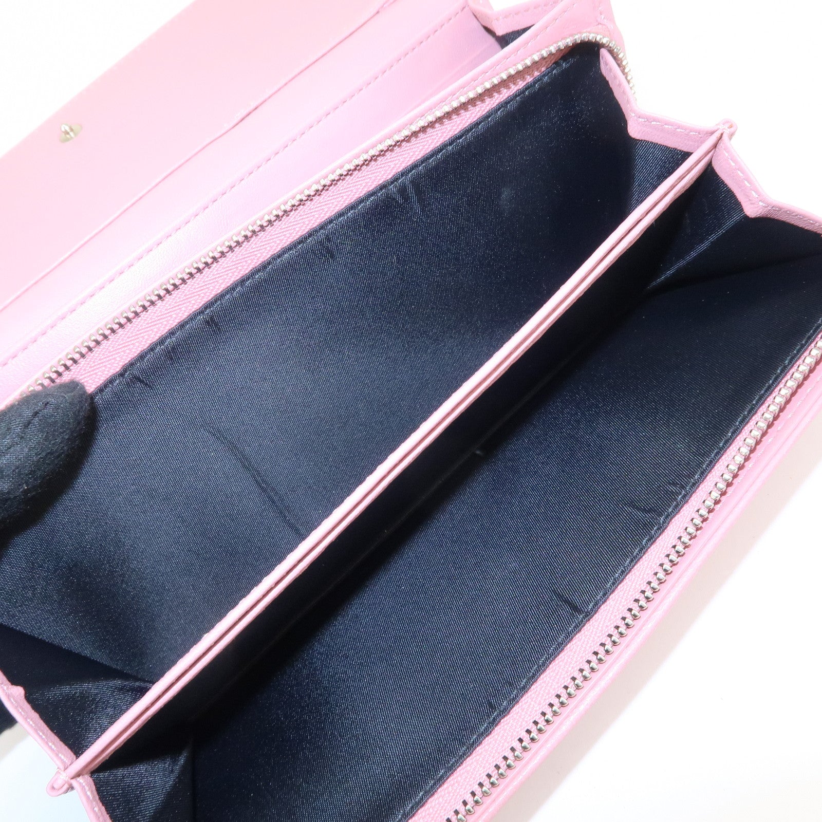 Christian Dior Cannage Dior Leather Chain Wallet Pink Used