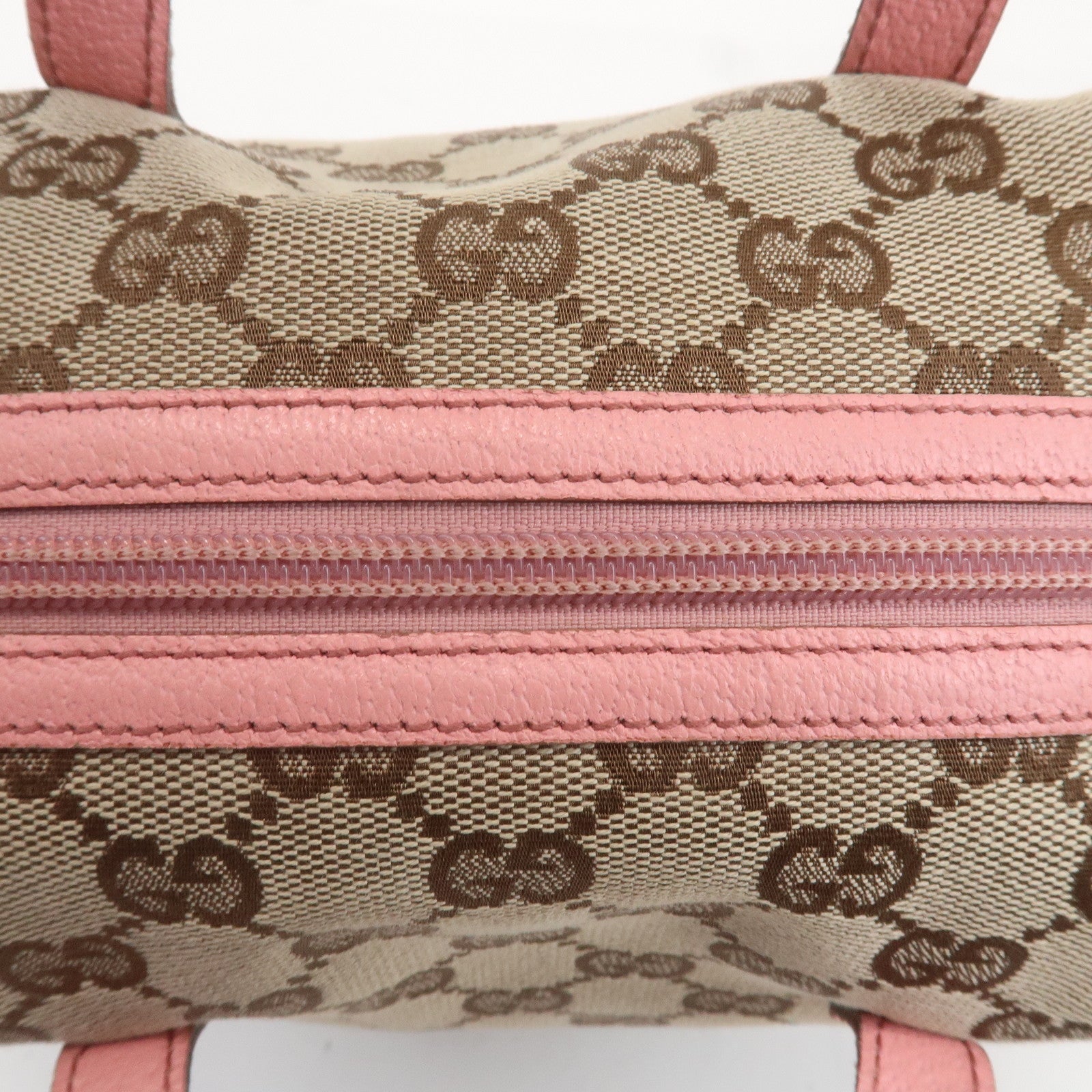 GUCCI GG Monogram Canvas Leather Hand Bag Beige Pink 12542