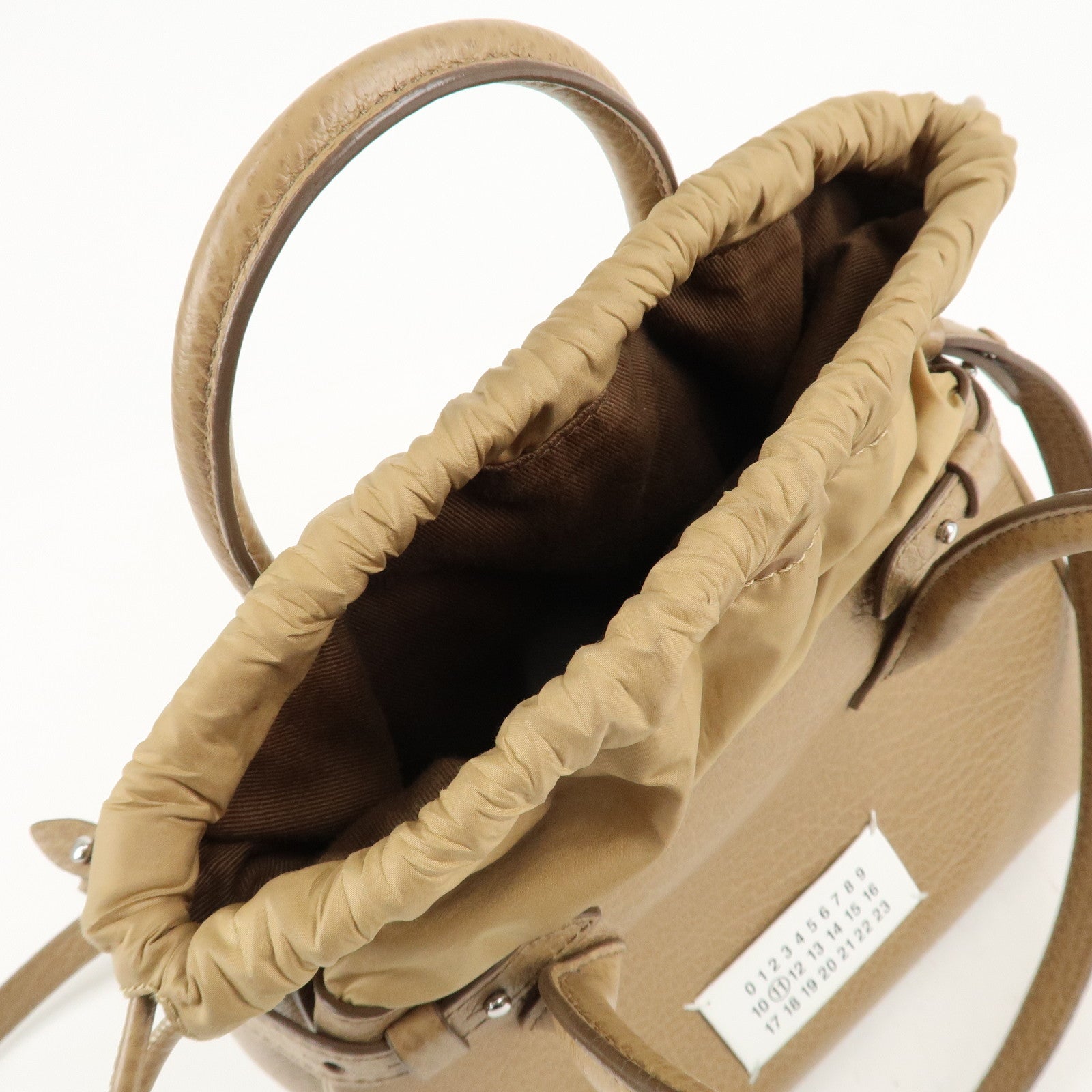 Maison Margiela Leather Drawstring 2Way Bag Hand Bag Beige Used