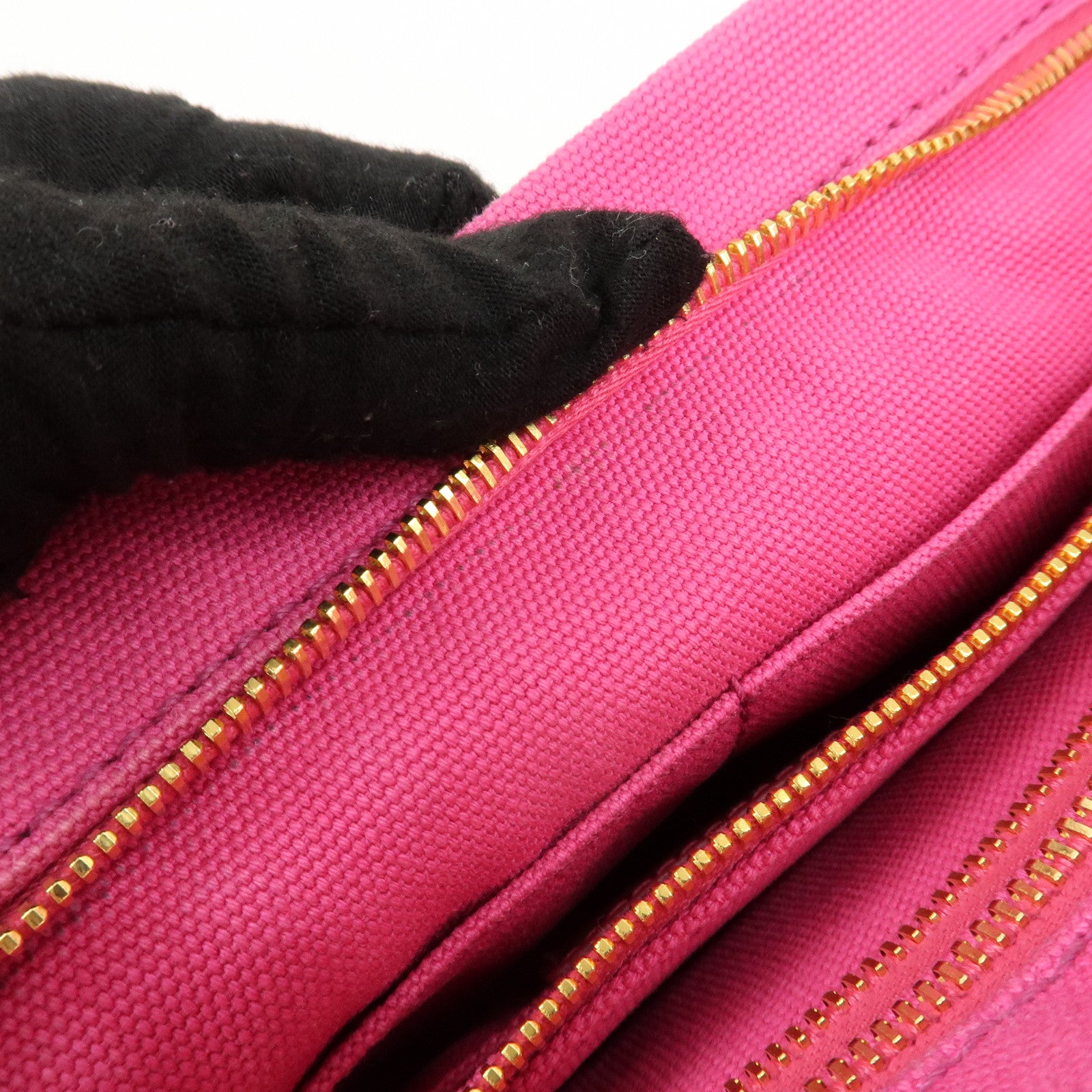 PRADA Canvas Bijoux Studded Clutch Bag Pink BP521O Used