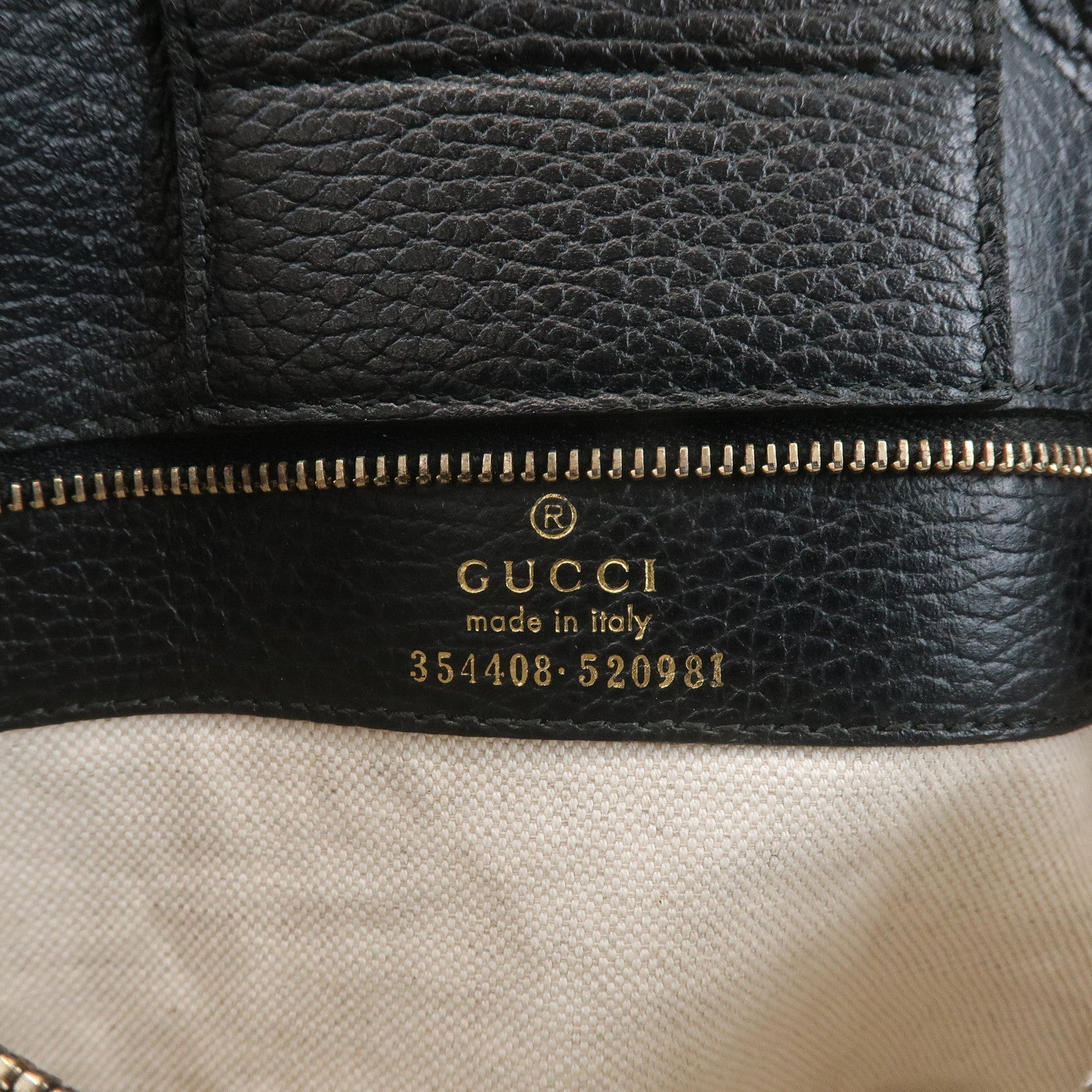 GUCCI Leather Swing Medium Tote Bag Black 354408