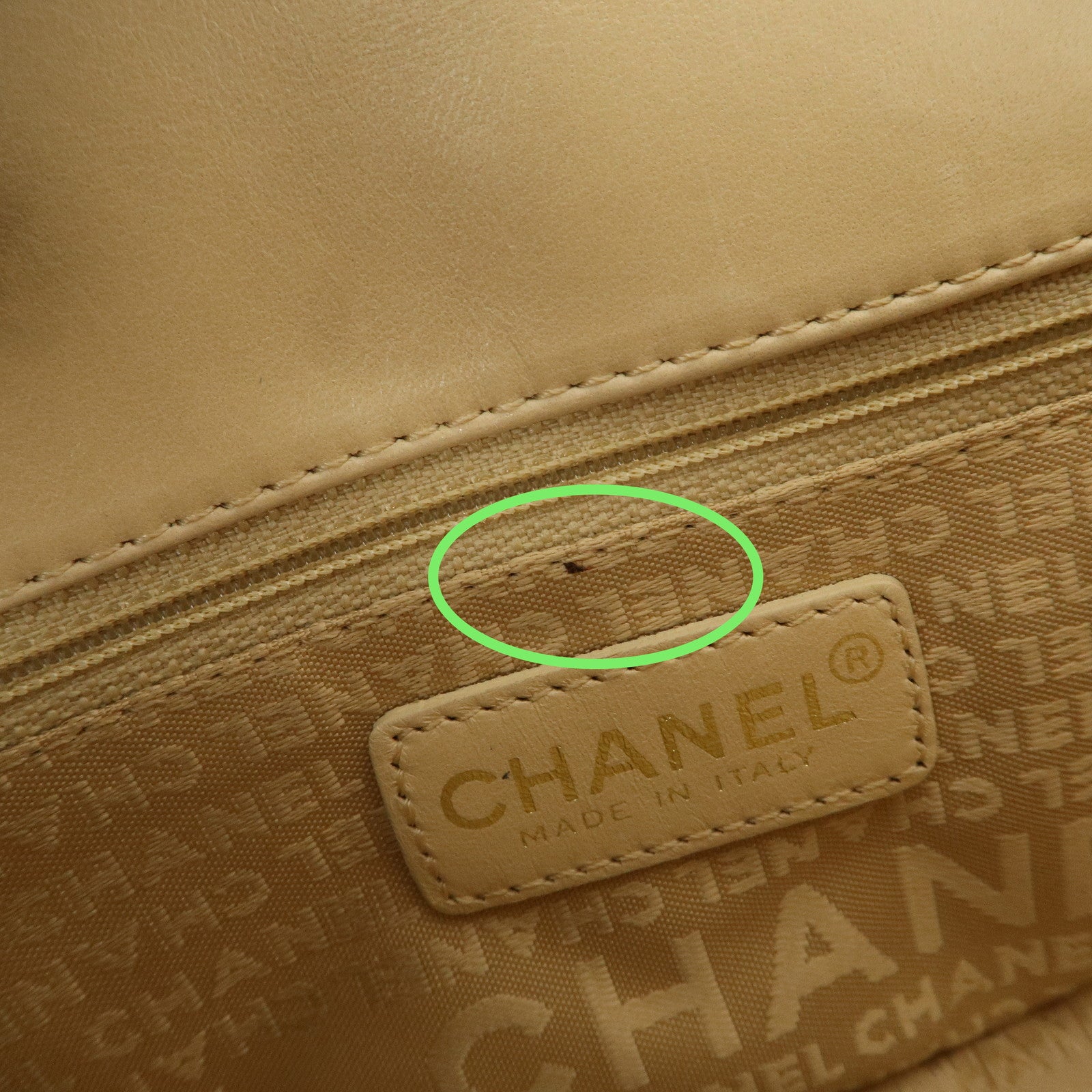 CHANEL Chocolate Bar Lamb Skin Shoulder Bag Beige