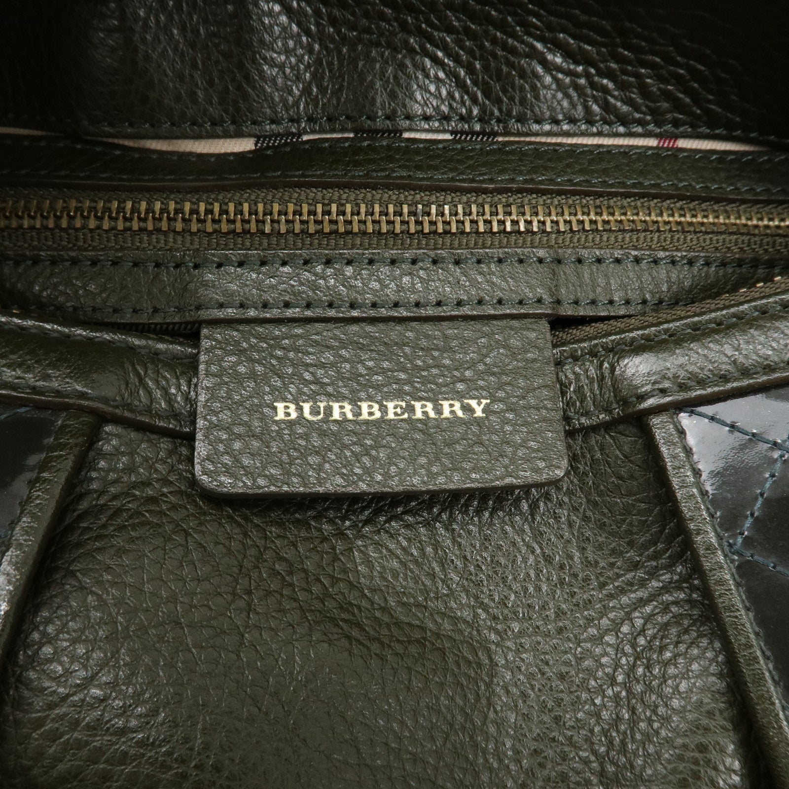 BURBERRY Leather Shoulder Bag Hand Bag Khaki