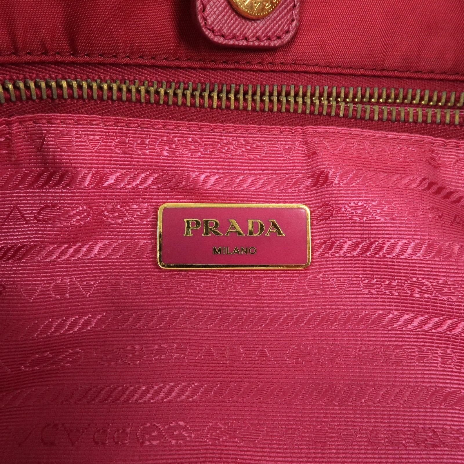 PRADA Logo Nylon Leaather Tote Bag Shoulder Bag Pink