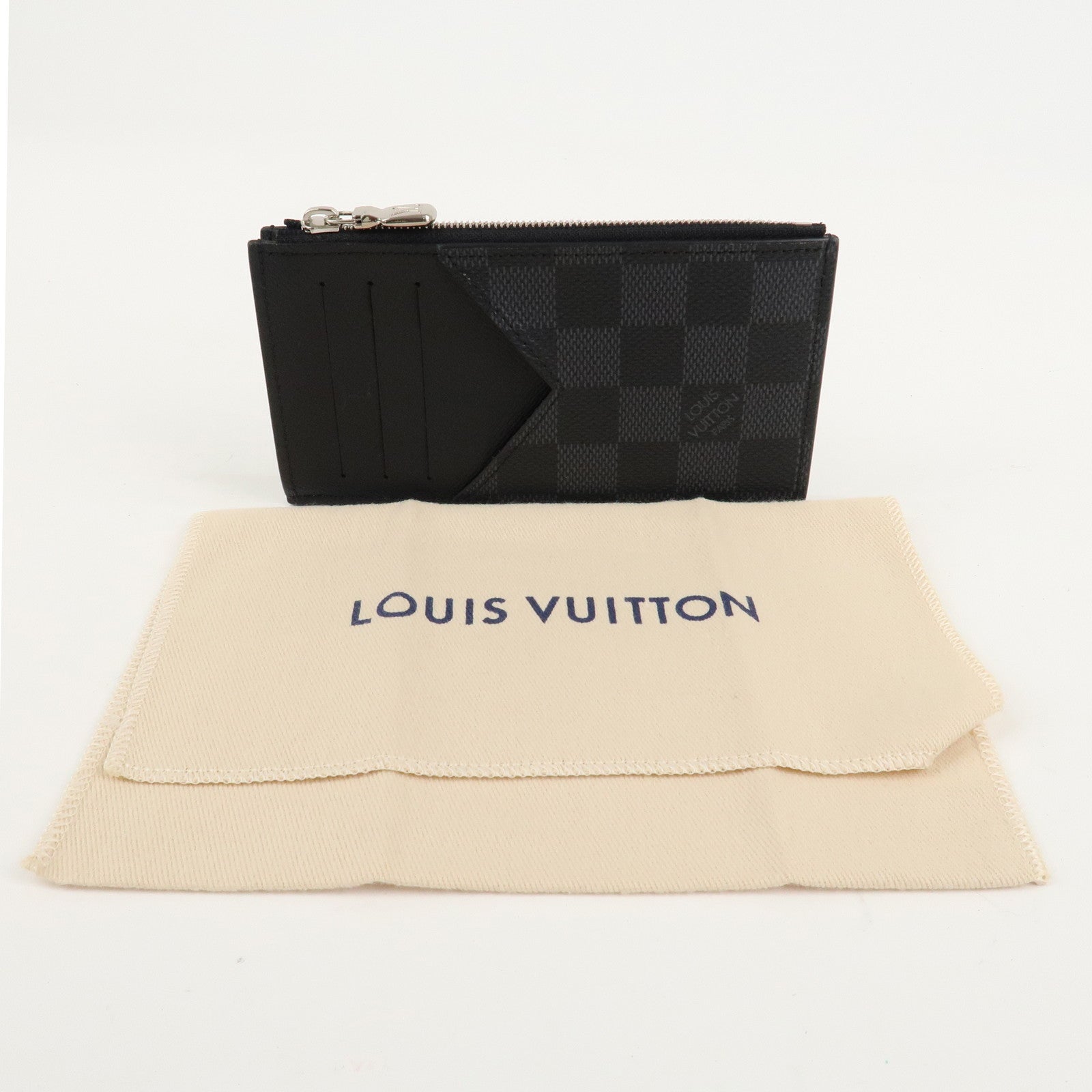 Louis Vuitton Damier Graphite Coin Card Holder Card Case N64038 Used