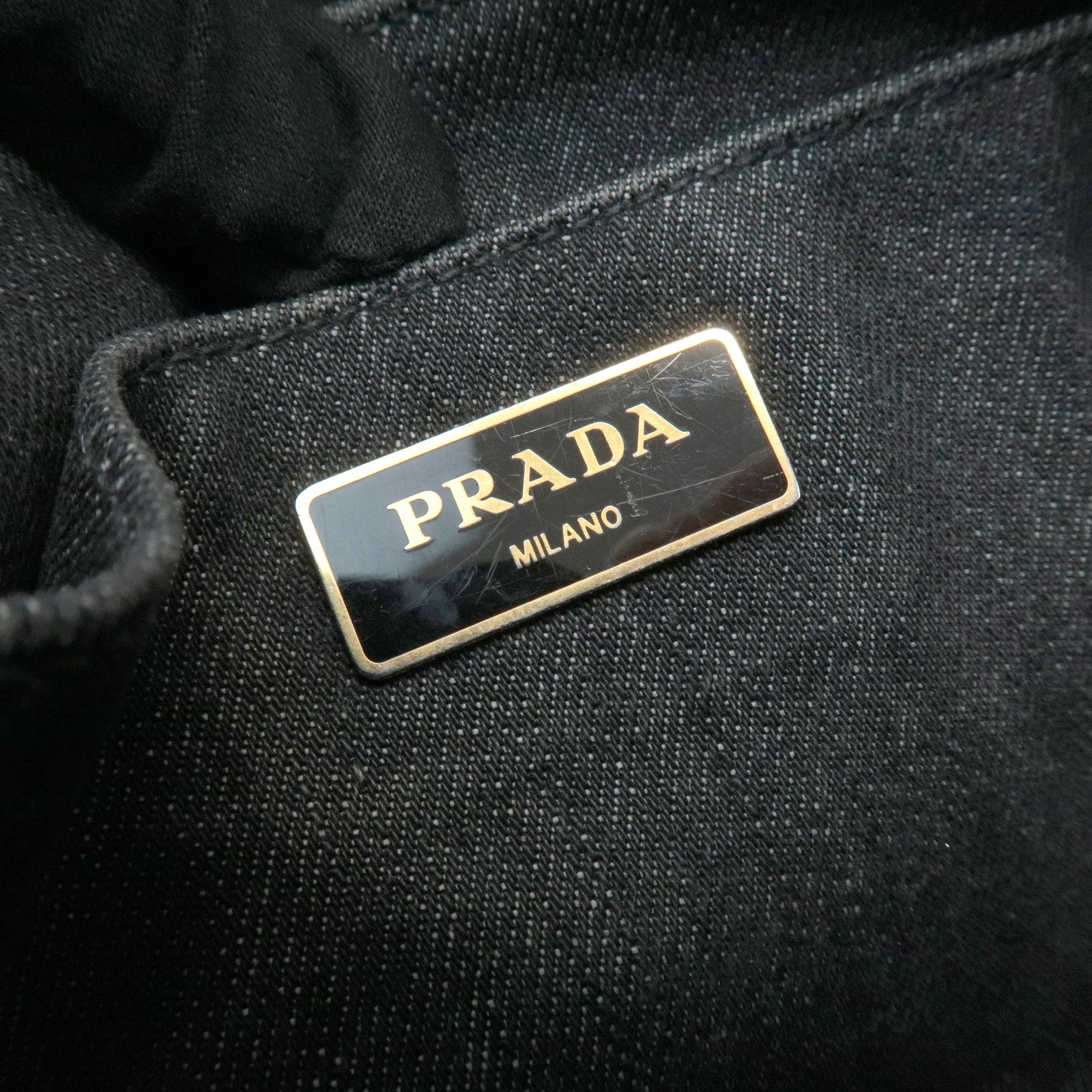 PRADA Canapa Mini Canvas 2Way Bag Tote Bag Black 1BG439