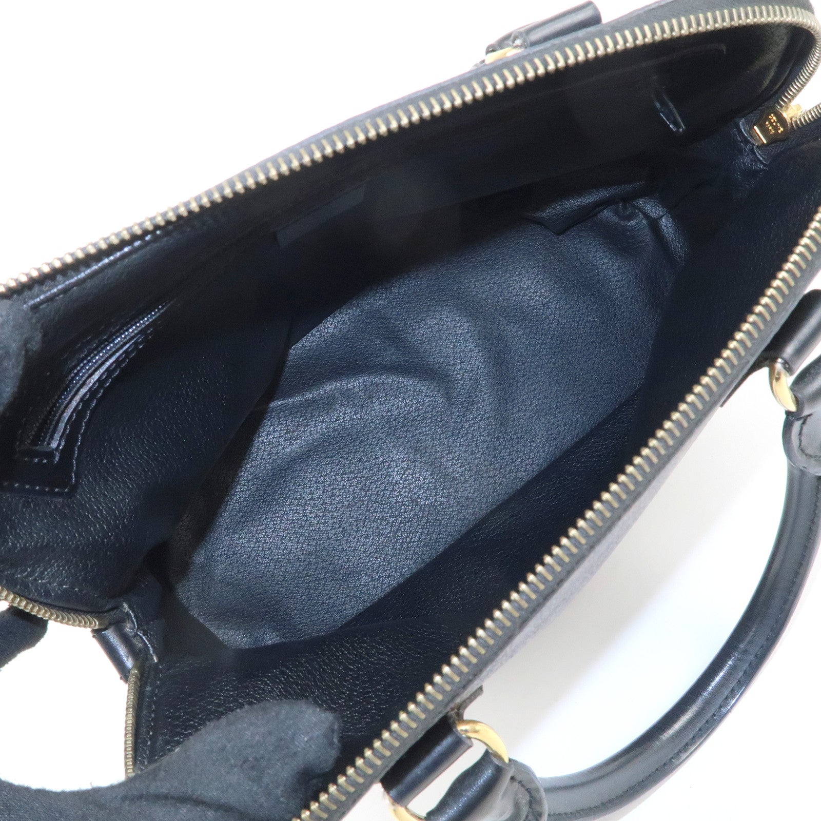 CELINE Macadam PVC Leather Hand Bag Black Brown Gold HDW