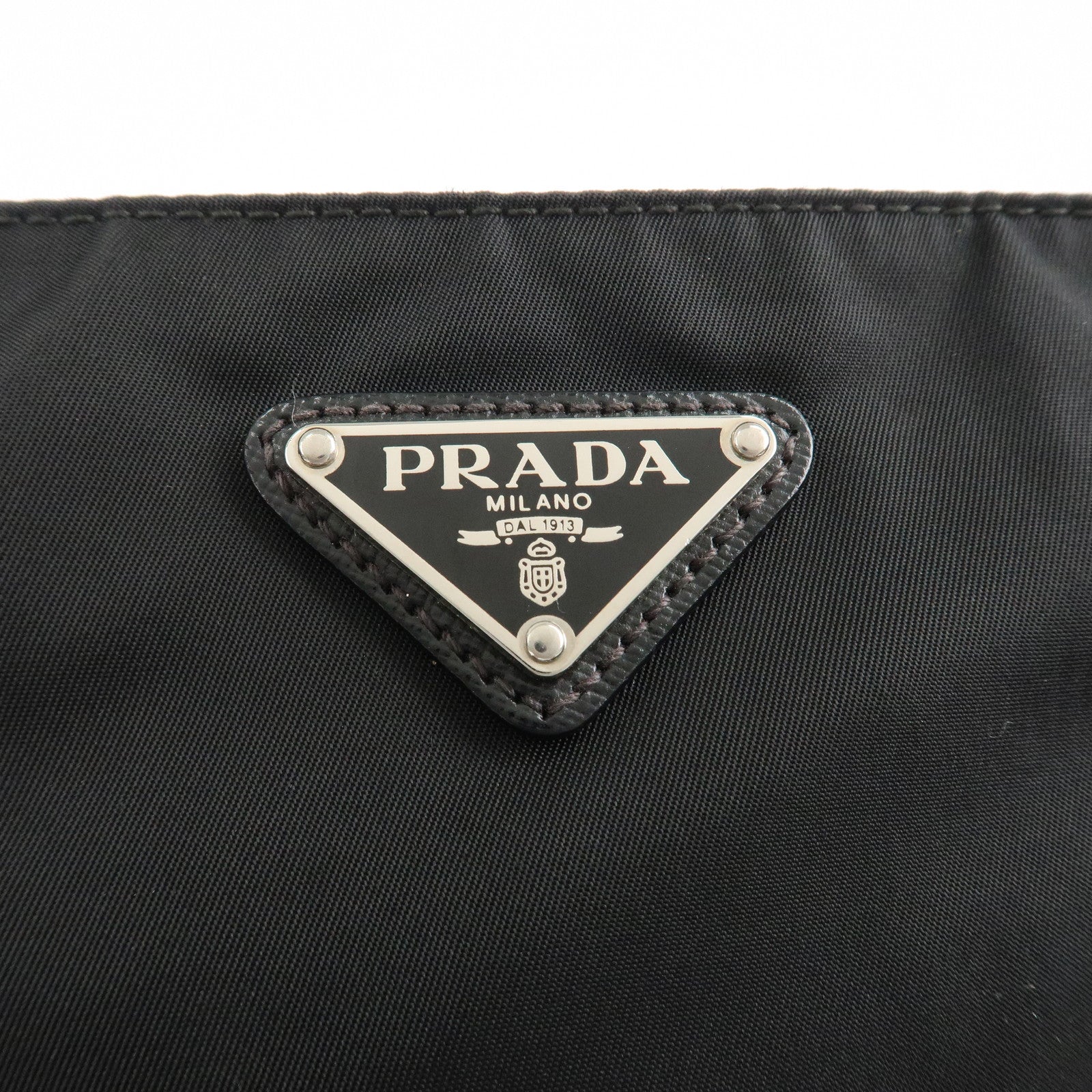 PRADA Logo Nylon Leather Shoulder Bag Crossbody Bag Black