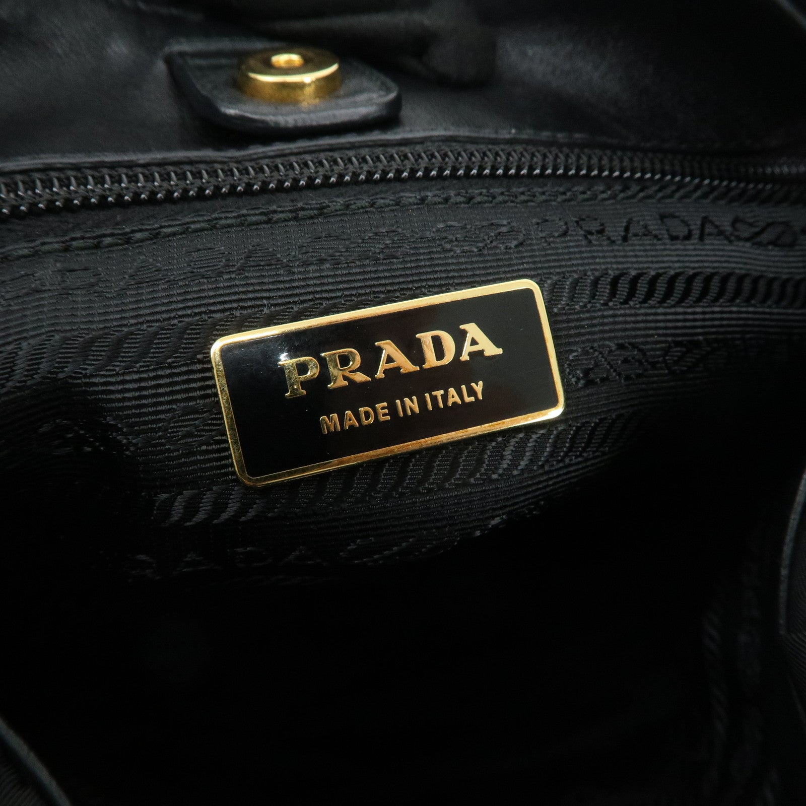 PRADA Nylon Leather Shoulder Bag Black