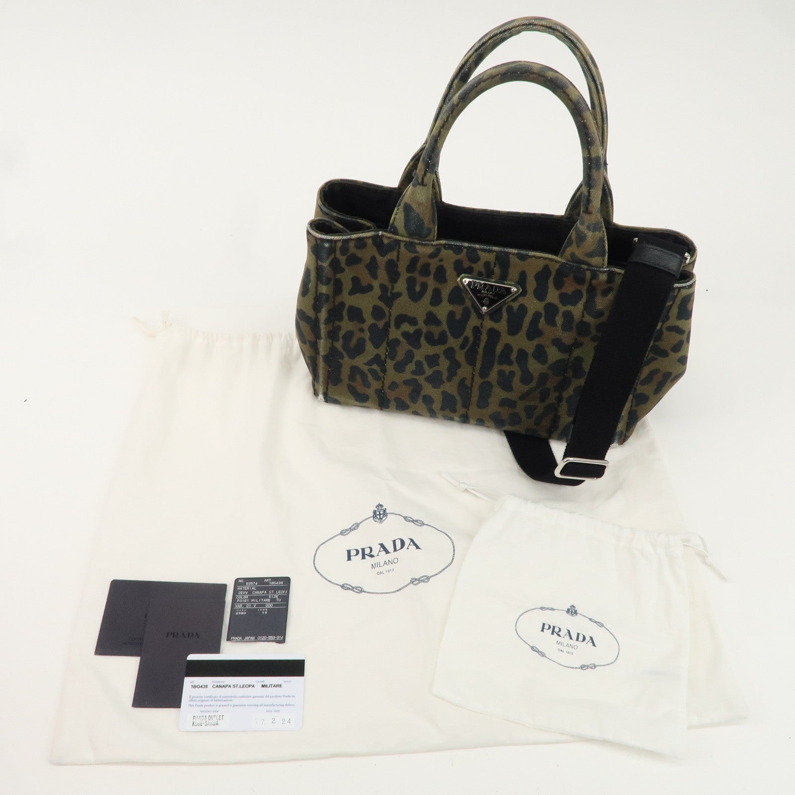 PRADA Canapa Mini Canvas 2Way Bag Hand Bag Leopard 1BG439