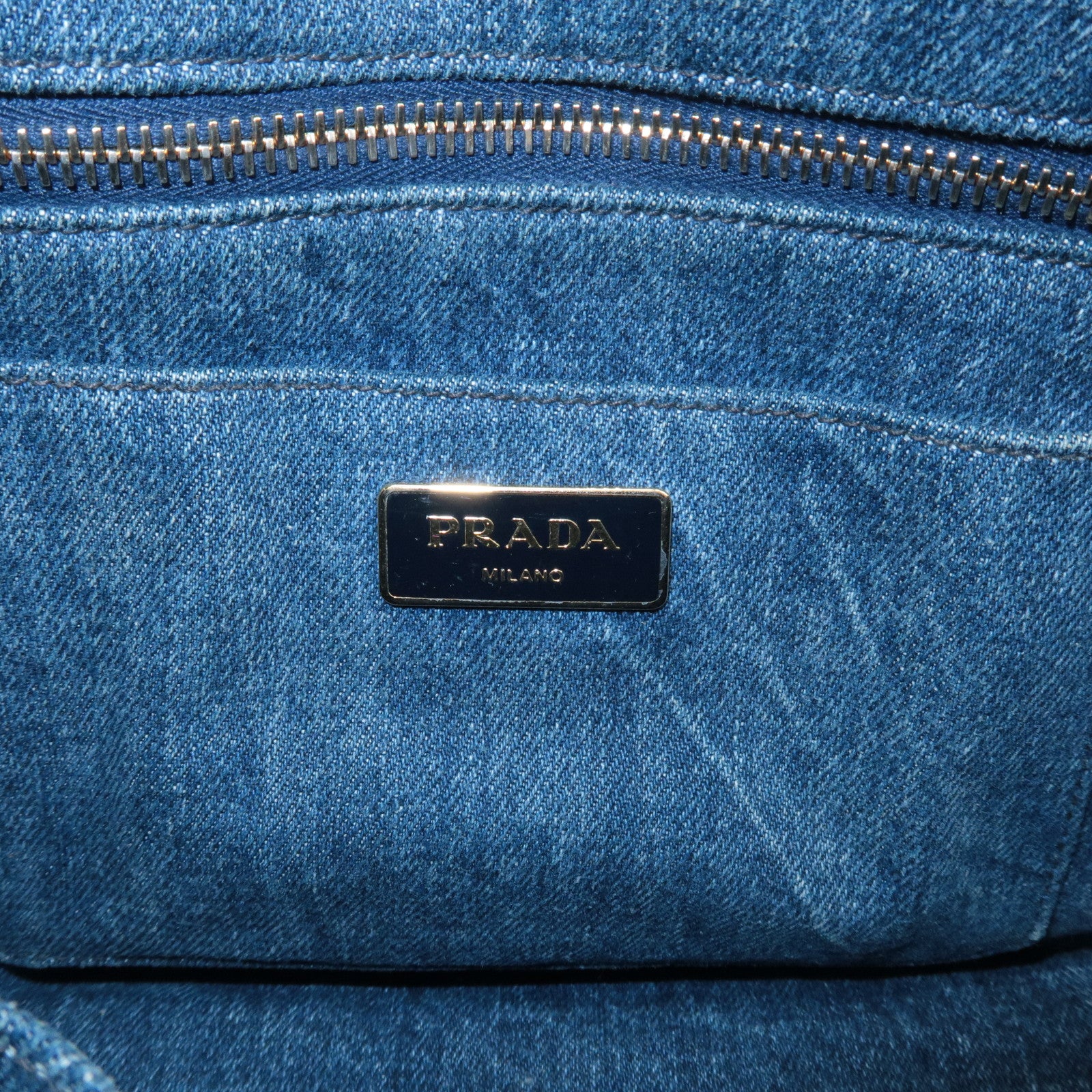 PRADA Logo Canapa Canvas 2Way Shoulder Bag Hand Bag Denim