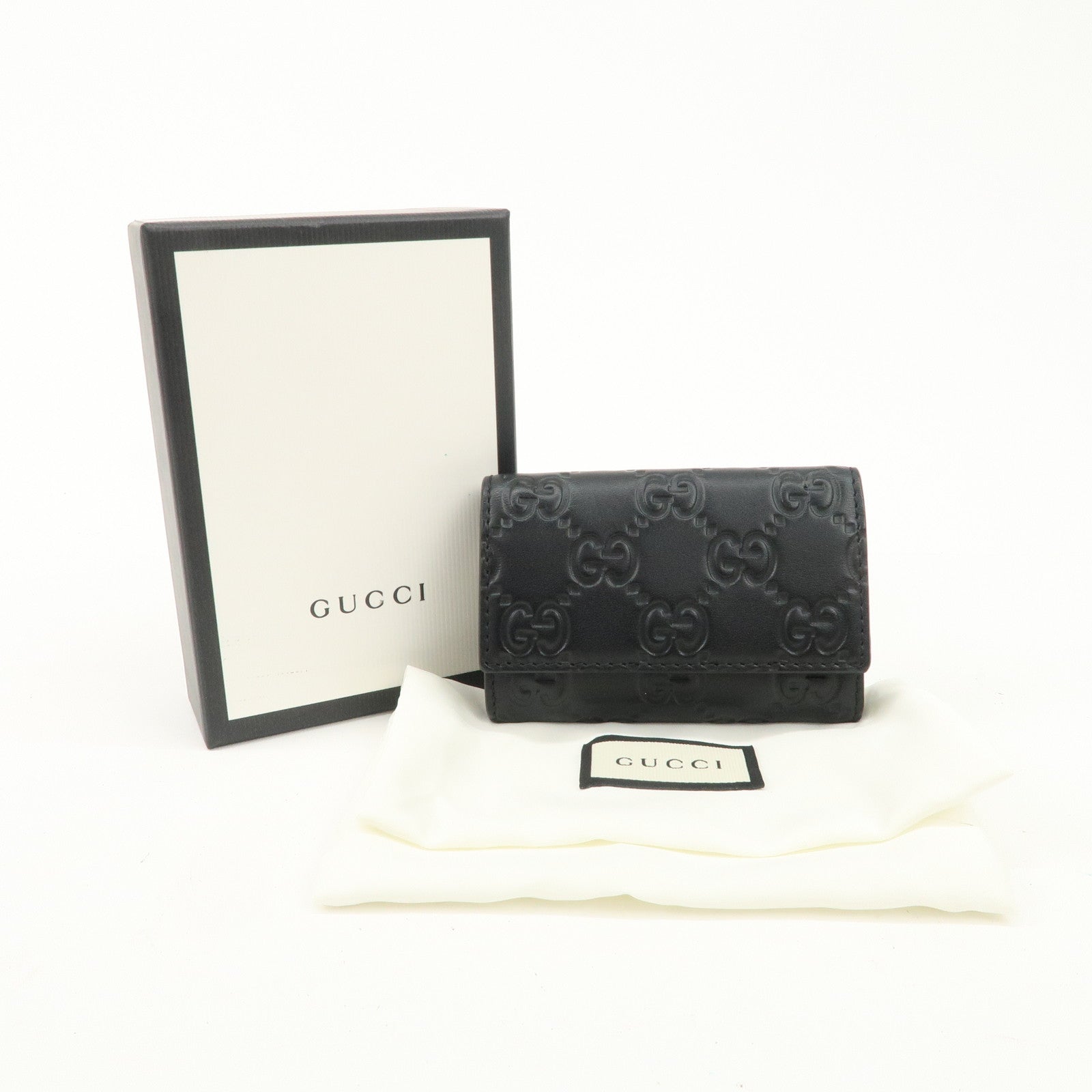 GUCCI Guccissima Leather 6 Rings Key Case Key Holder Black 779824