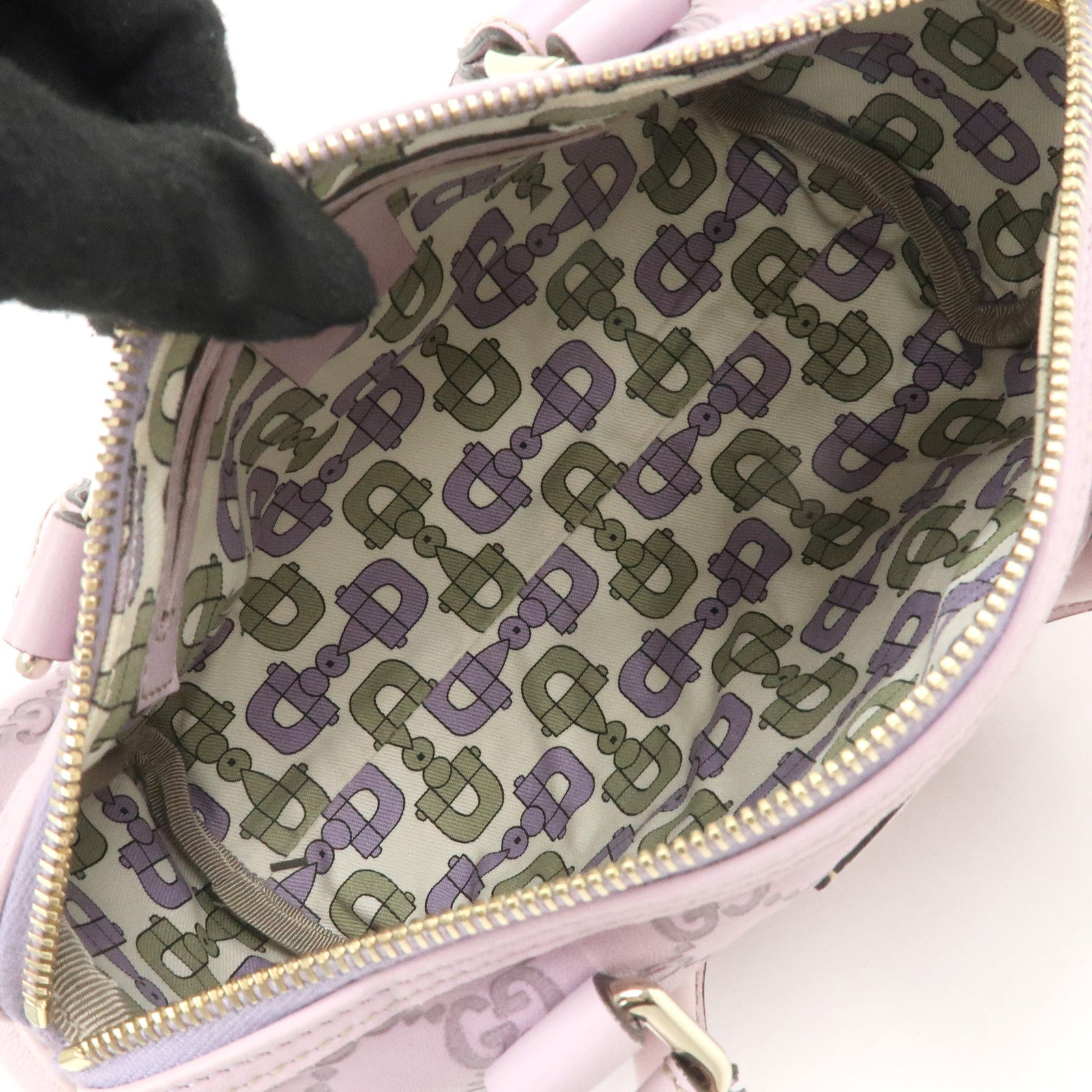 GUCCI Guccissima Leather Mini Boston Bag Light Purple 193604 Used