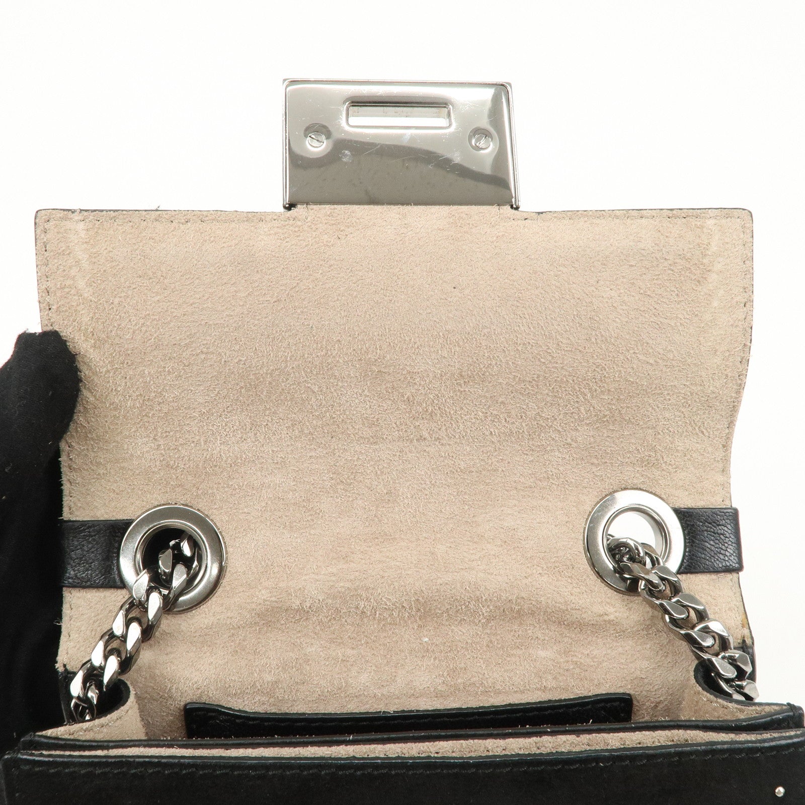 JIMMY CHOO Suede Leather Level Soft Mini Chain Shoulder Bag