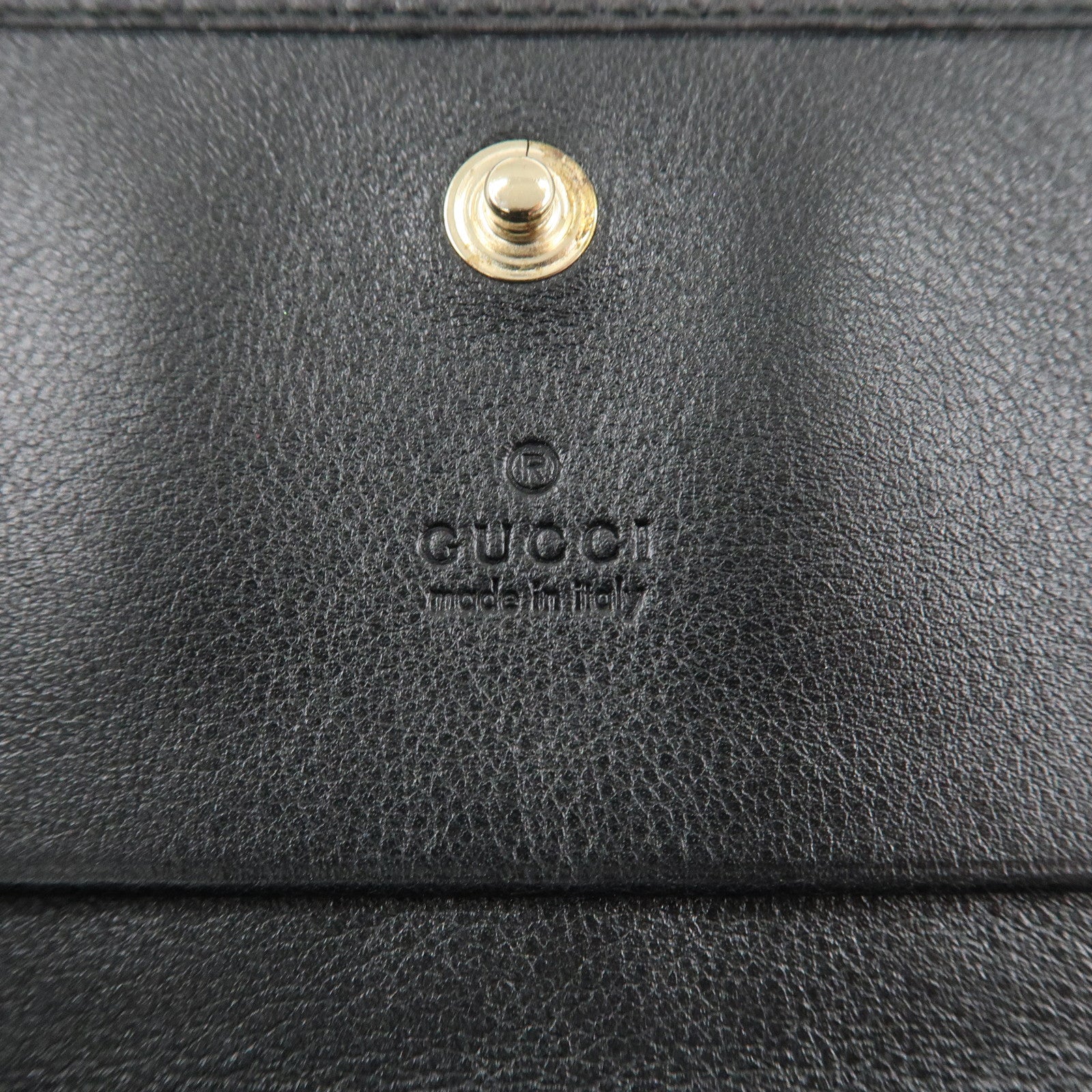 GUCCI Micro Guccissima Leather Bi-fold Card Case Black 323401 Used