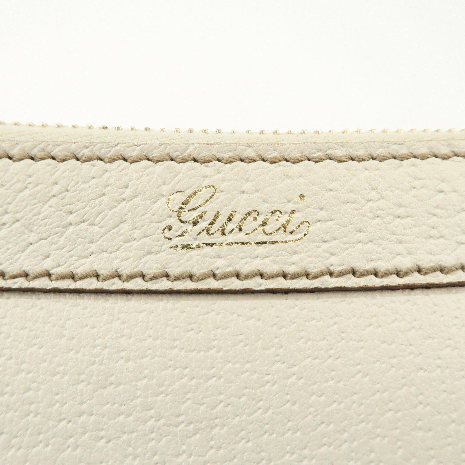 GUCCI Leather Shoulder Bag Hand Bag Gold HDW White 146244 Used