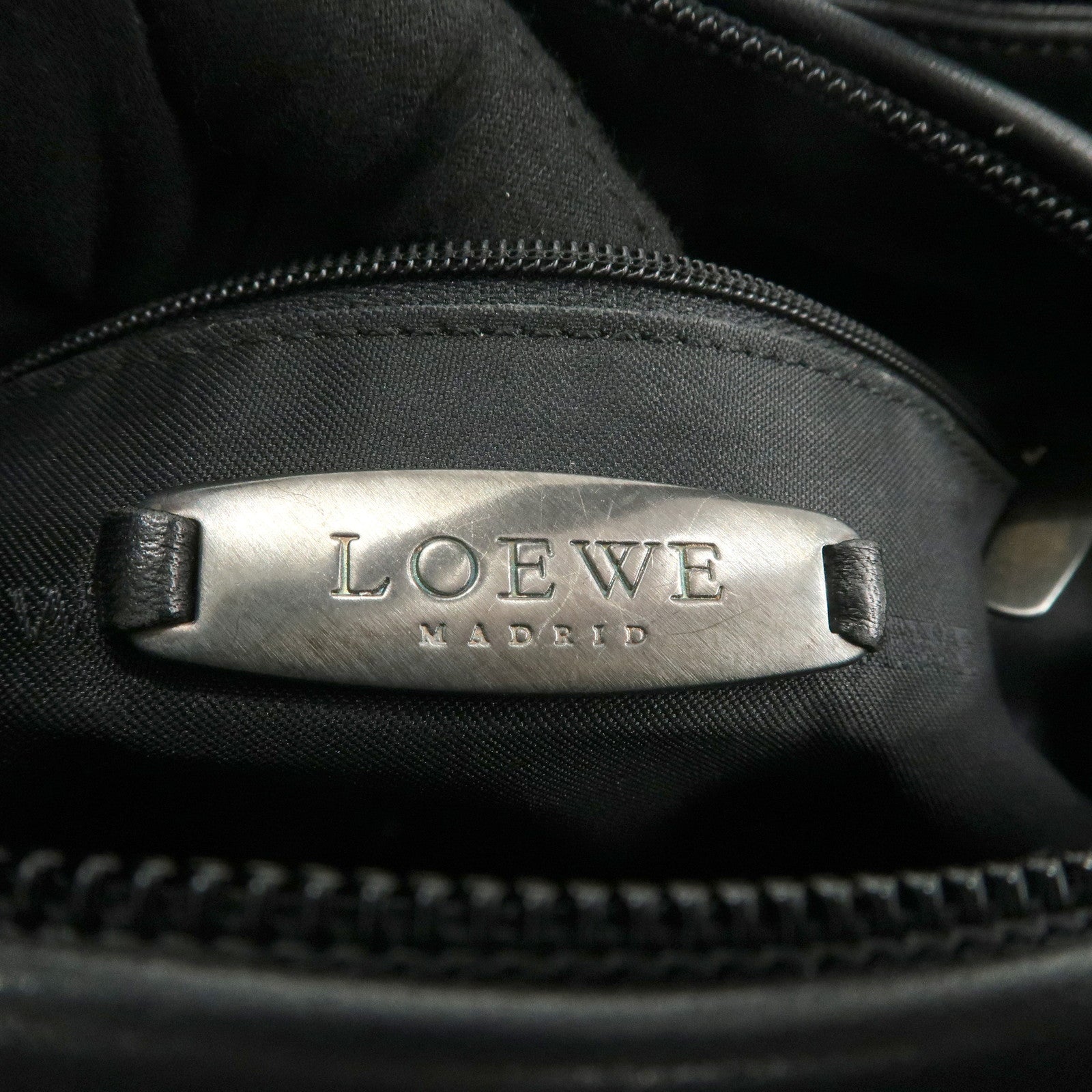 LOEWE Anagram Leather Tote Bag Hand Bag Shoulder Bag Black Used