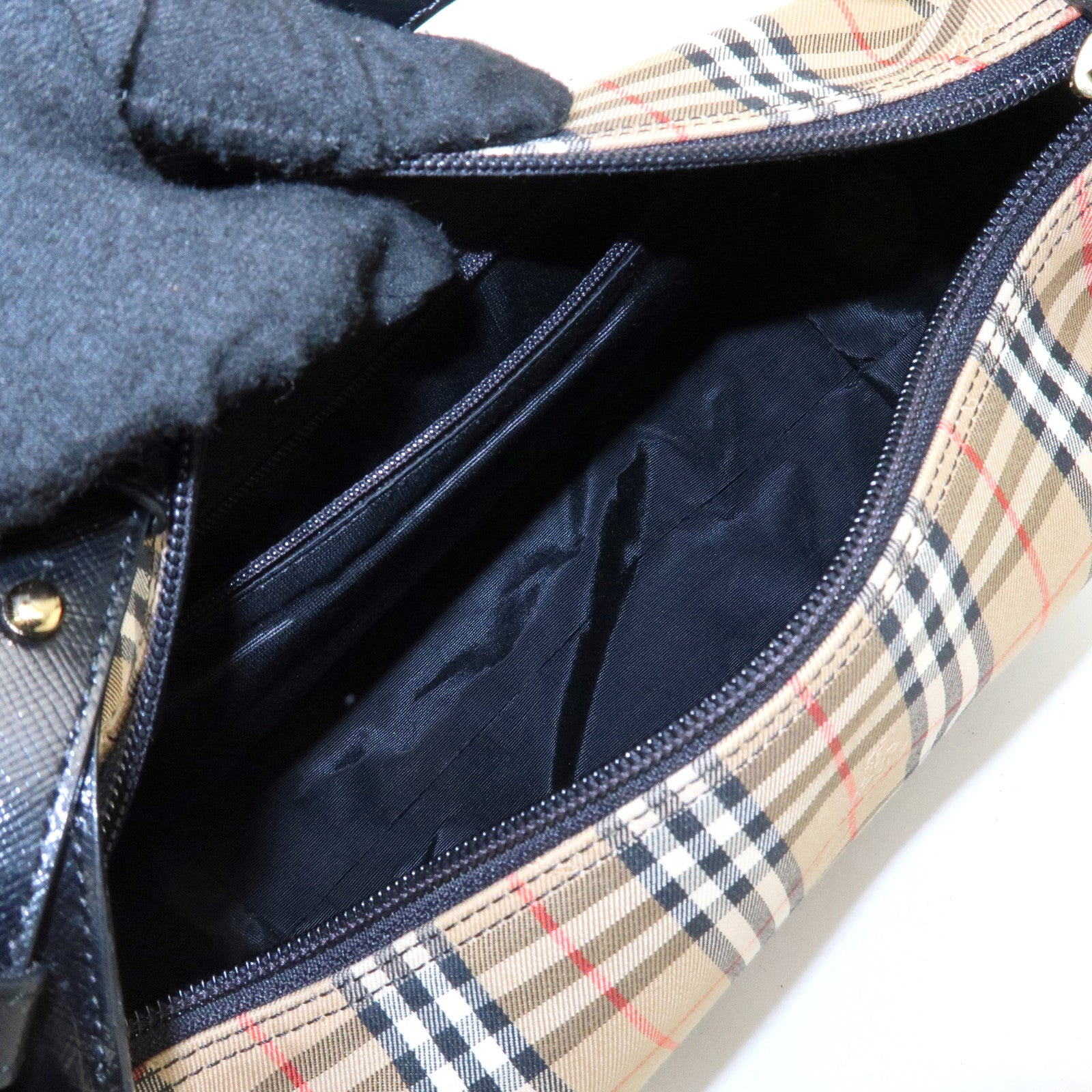 BURBERRY Burberrys Nova Plaid Canvas Leather Shoulder Bag