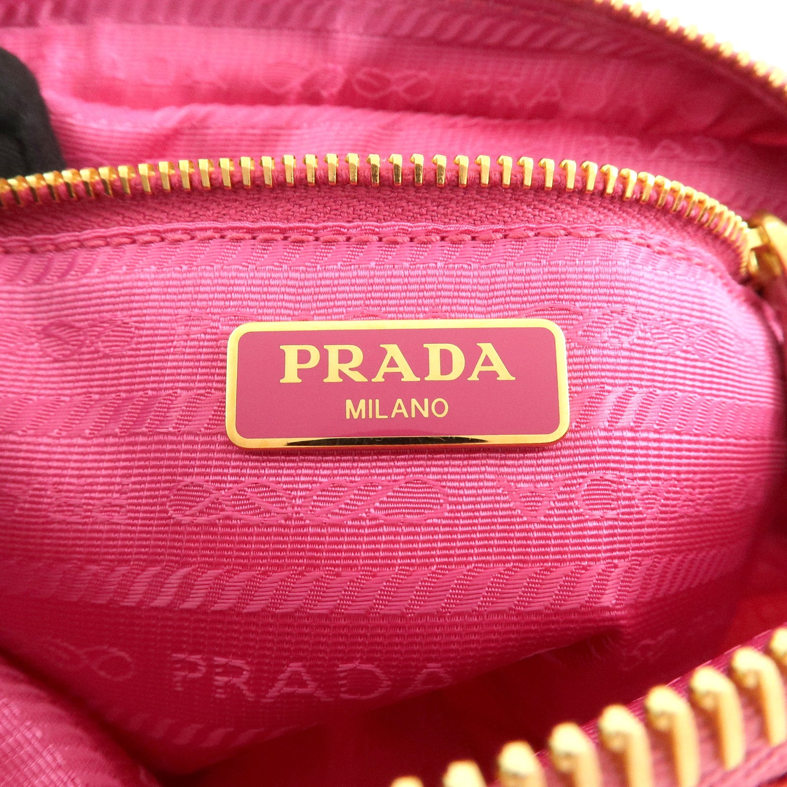 PRADA Canapa Canvas Leather Cosmetic Pouch Flower 1NA021 Pink Used