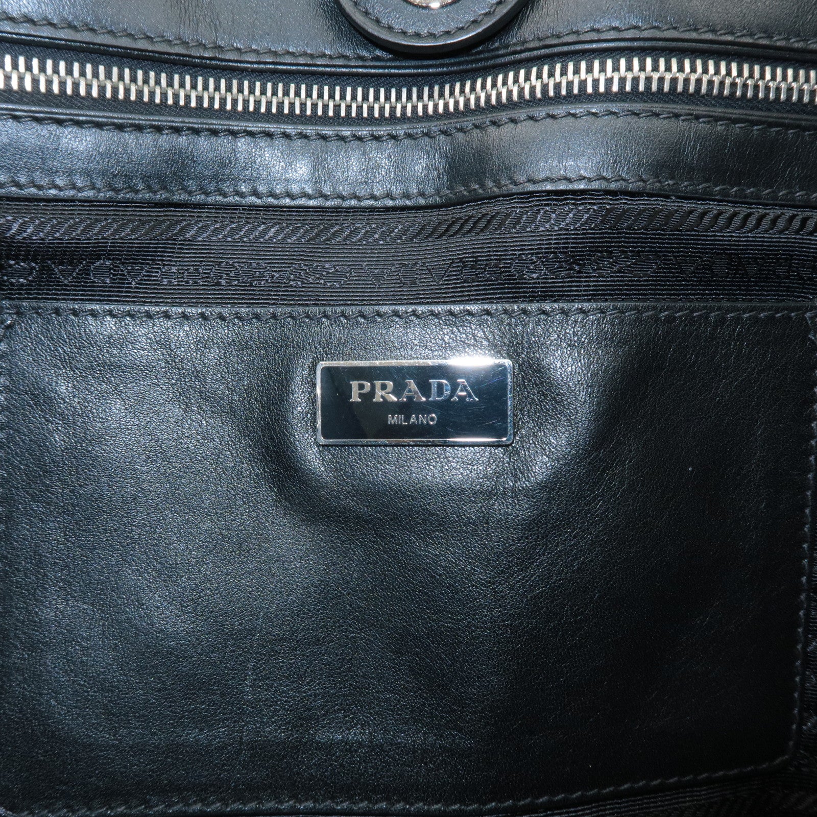 PRADA Logo Leather Tote bag Nero Black