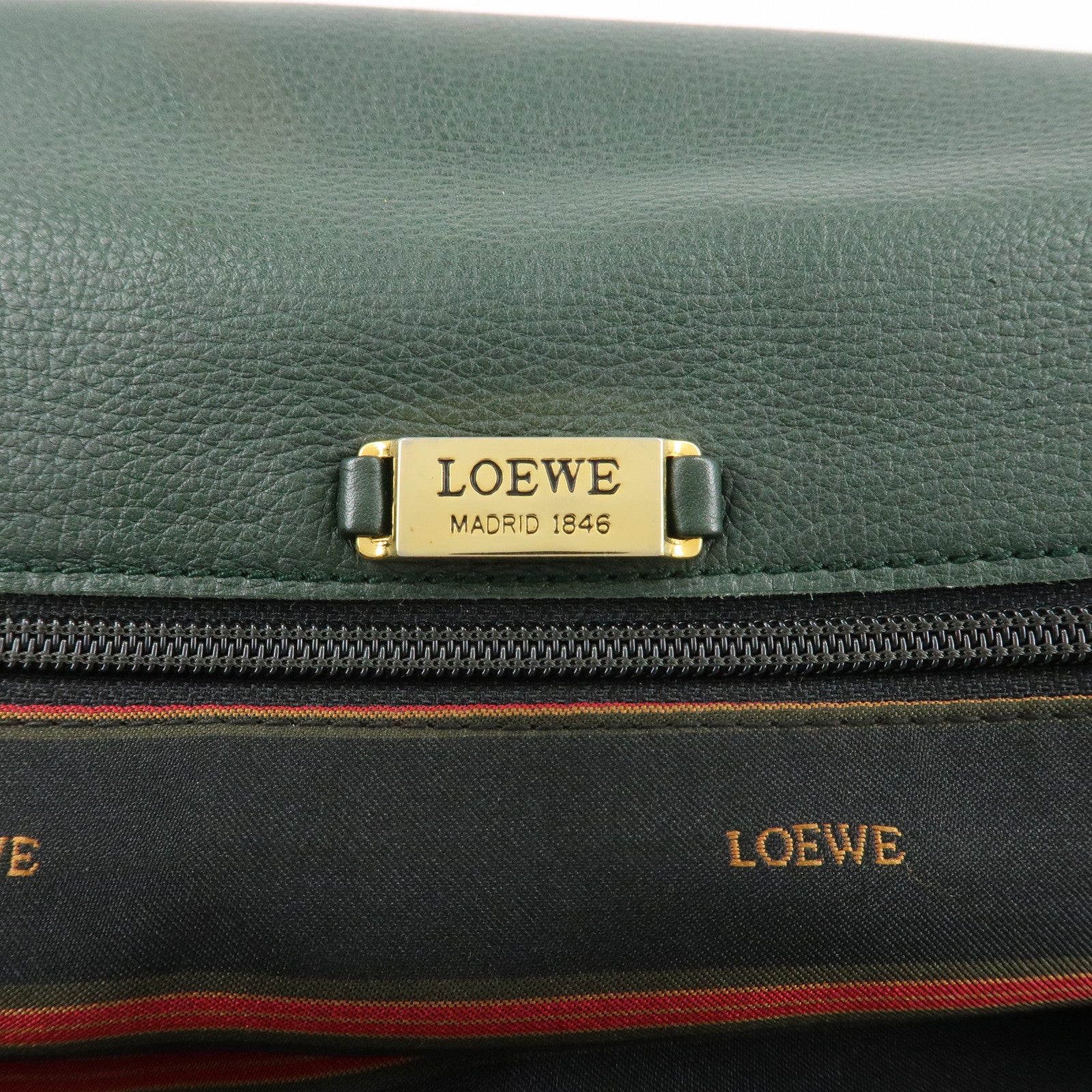 LOEWE Anagram Leather Knot Shoudler Bag Cross Body Bag Green Used