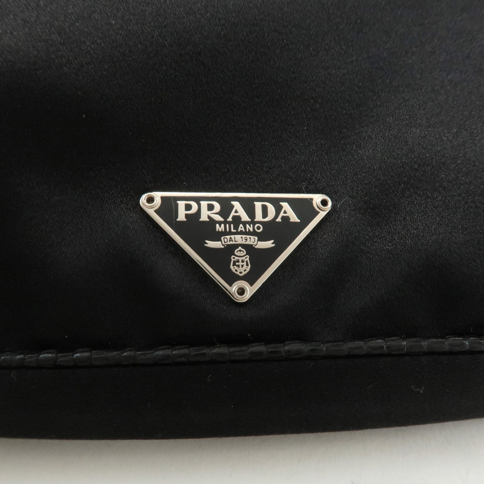 PRADA Nylon leather Bijou Shoulder Bag Black Used