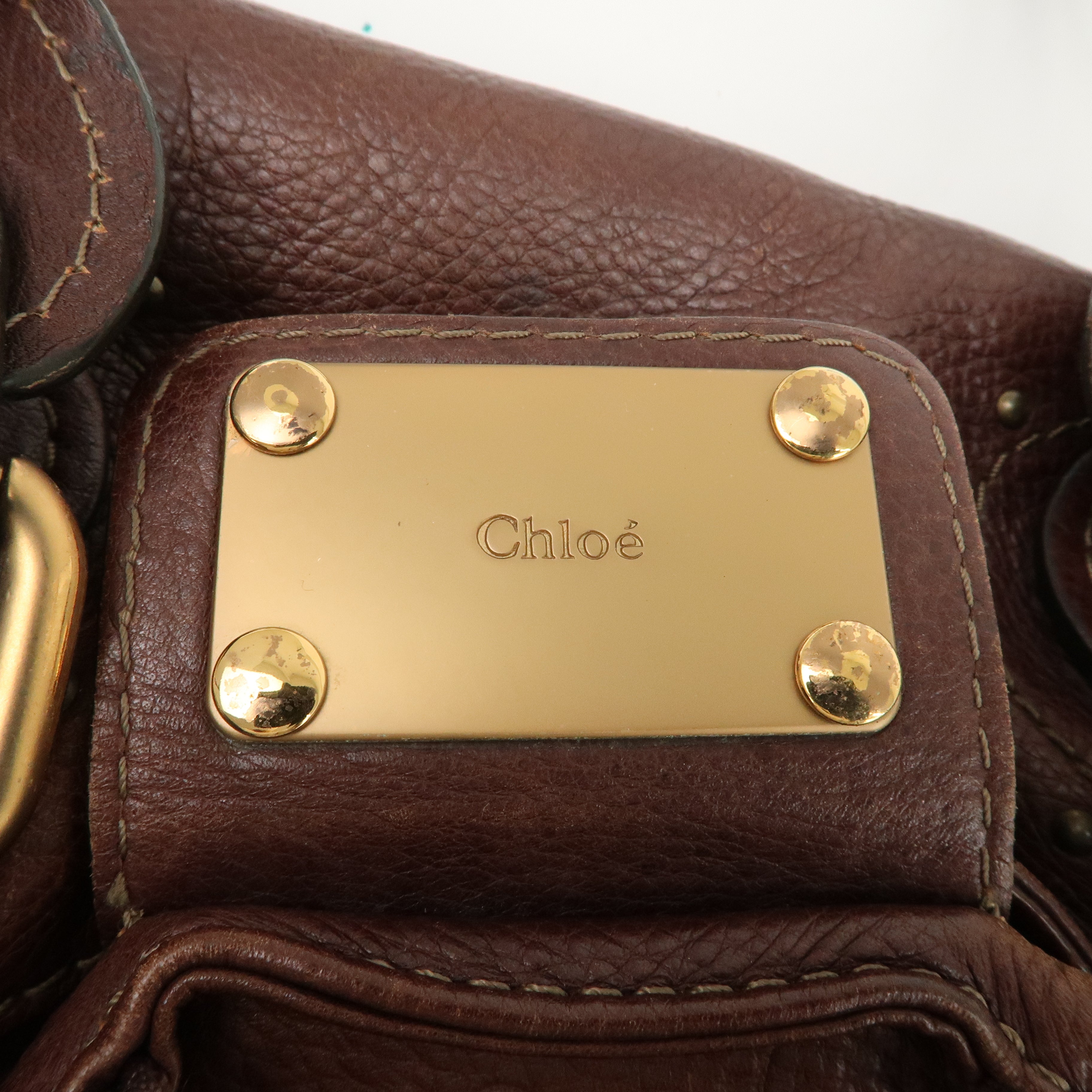 Chloe Paddington Leather Shoulder Bag Hand Bag Dark Brown Used