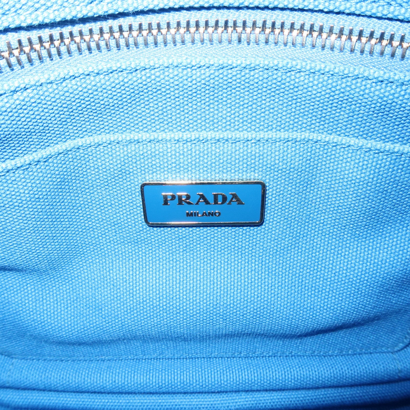 PRADA Canapa Mini Canvas 2Way Bag Tote Bag Blue 1BG439