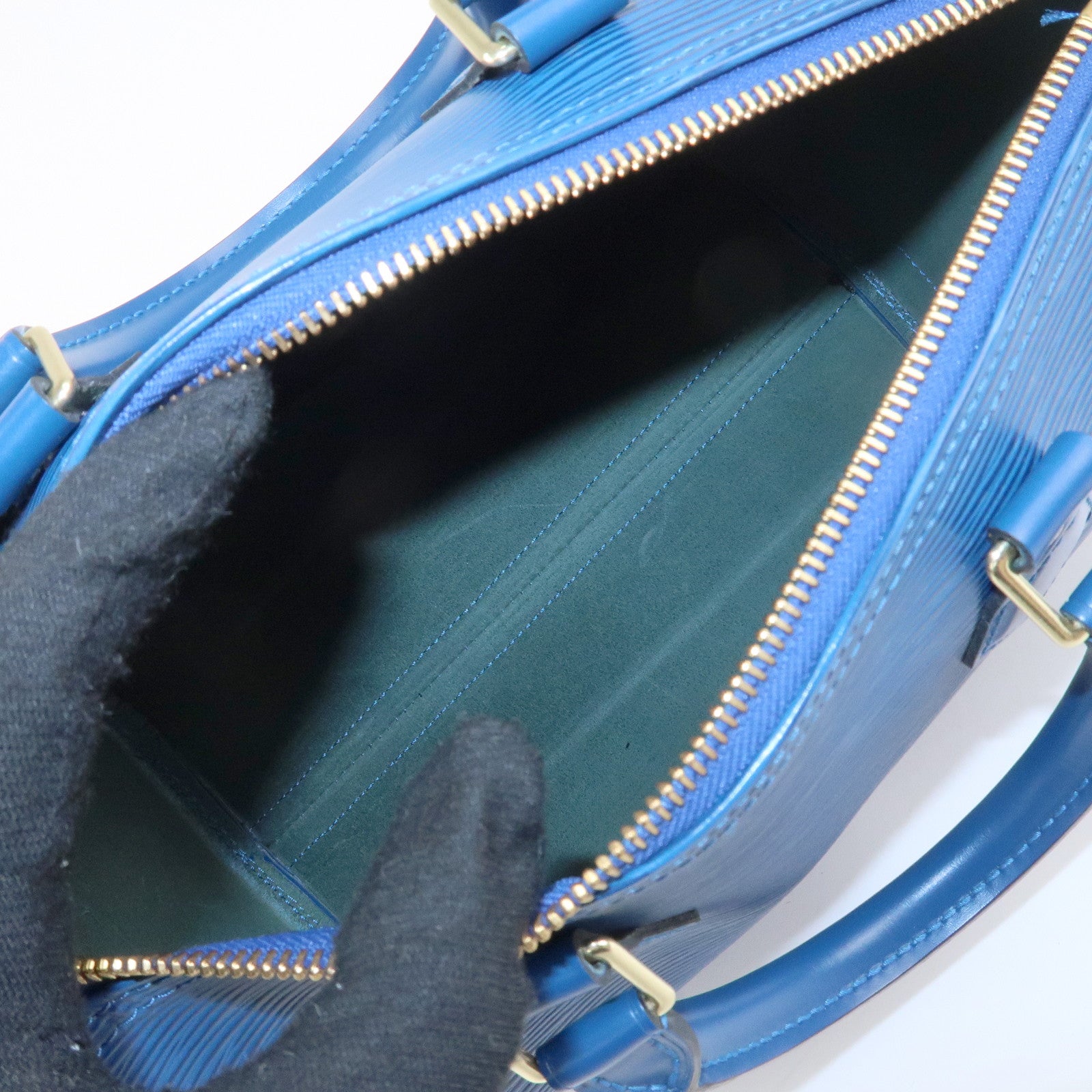 Louis Vuitton Epi Speedy 25 Hand Bag Boston Bag Blue M43015 Used